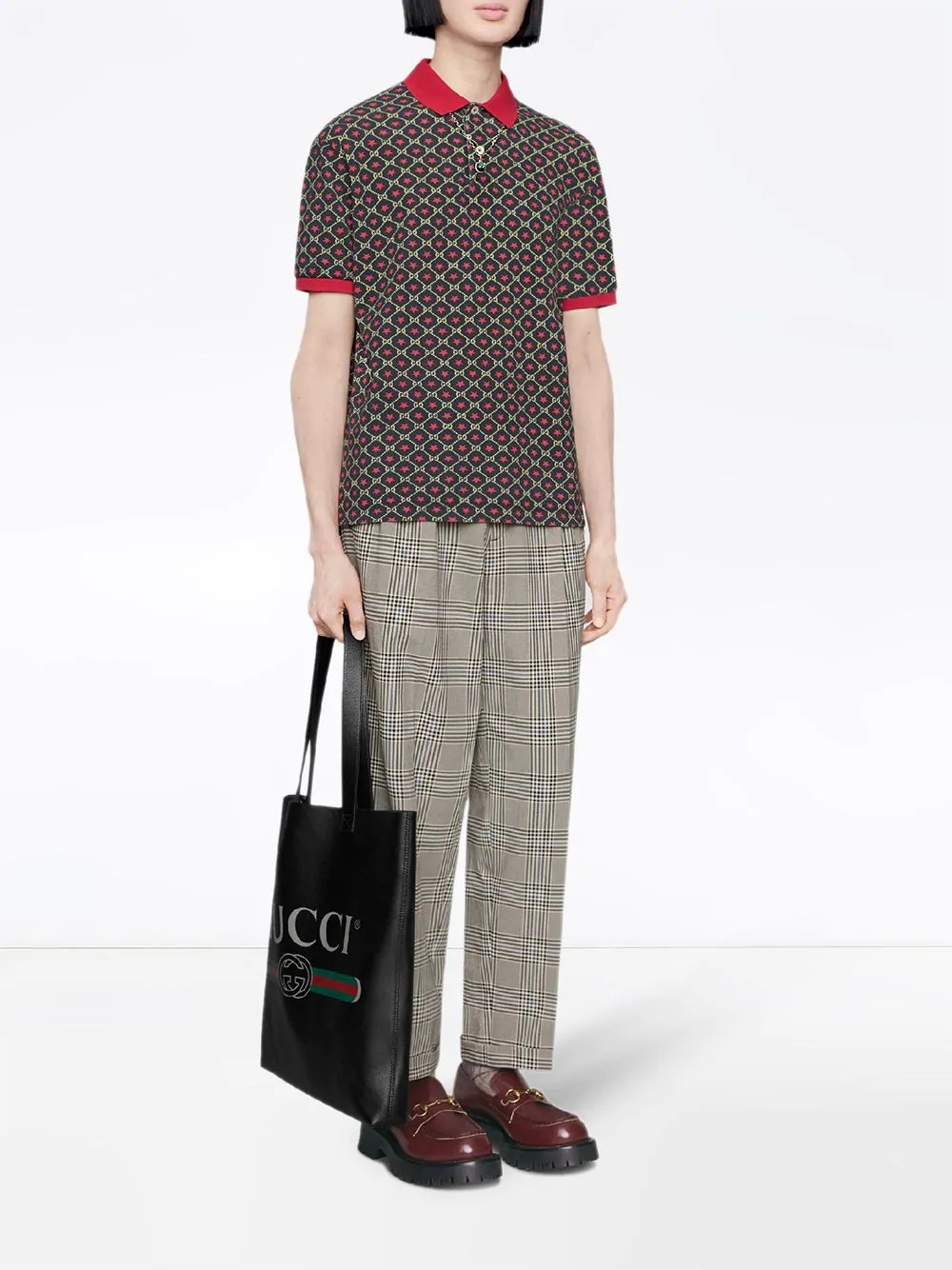 Oversize polo with GG star print - 2