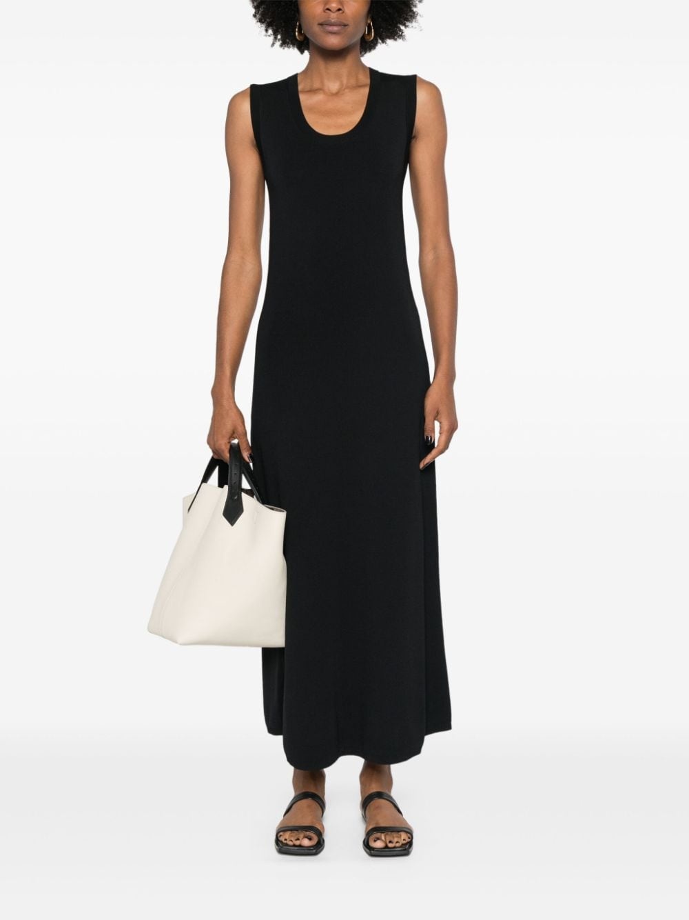 scoop-neck knitted midi dress - 2