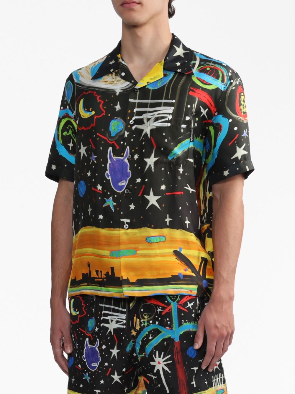 Starry Night silk bowling shirt - 3