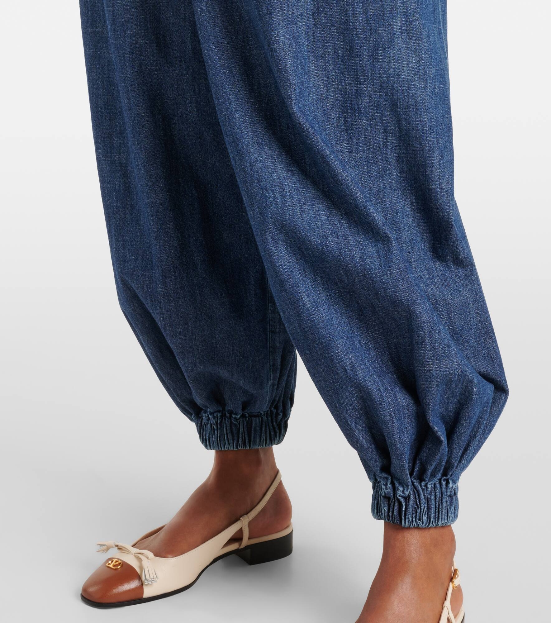 Chambray wide-leg pants - 5