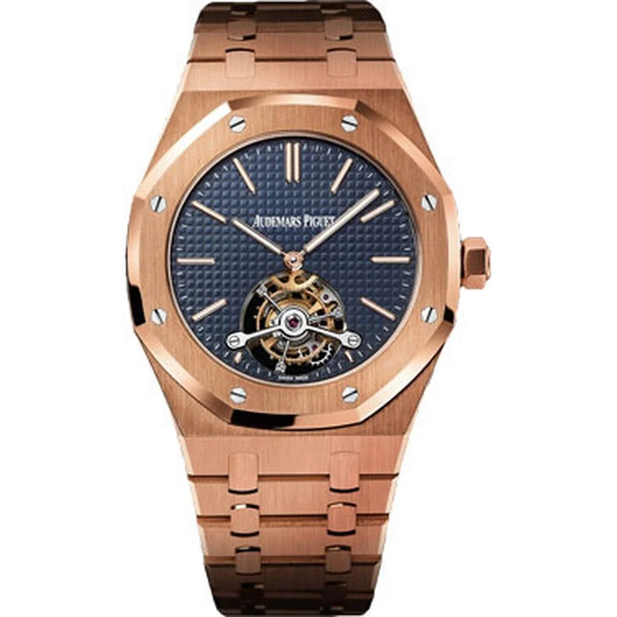 Audemars Piguet Royal Oak Extra Thin Tourbillon Blue Dial 18 kt Rose Gold Men's Watch 26510OR.OO.122 - 1