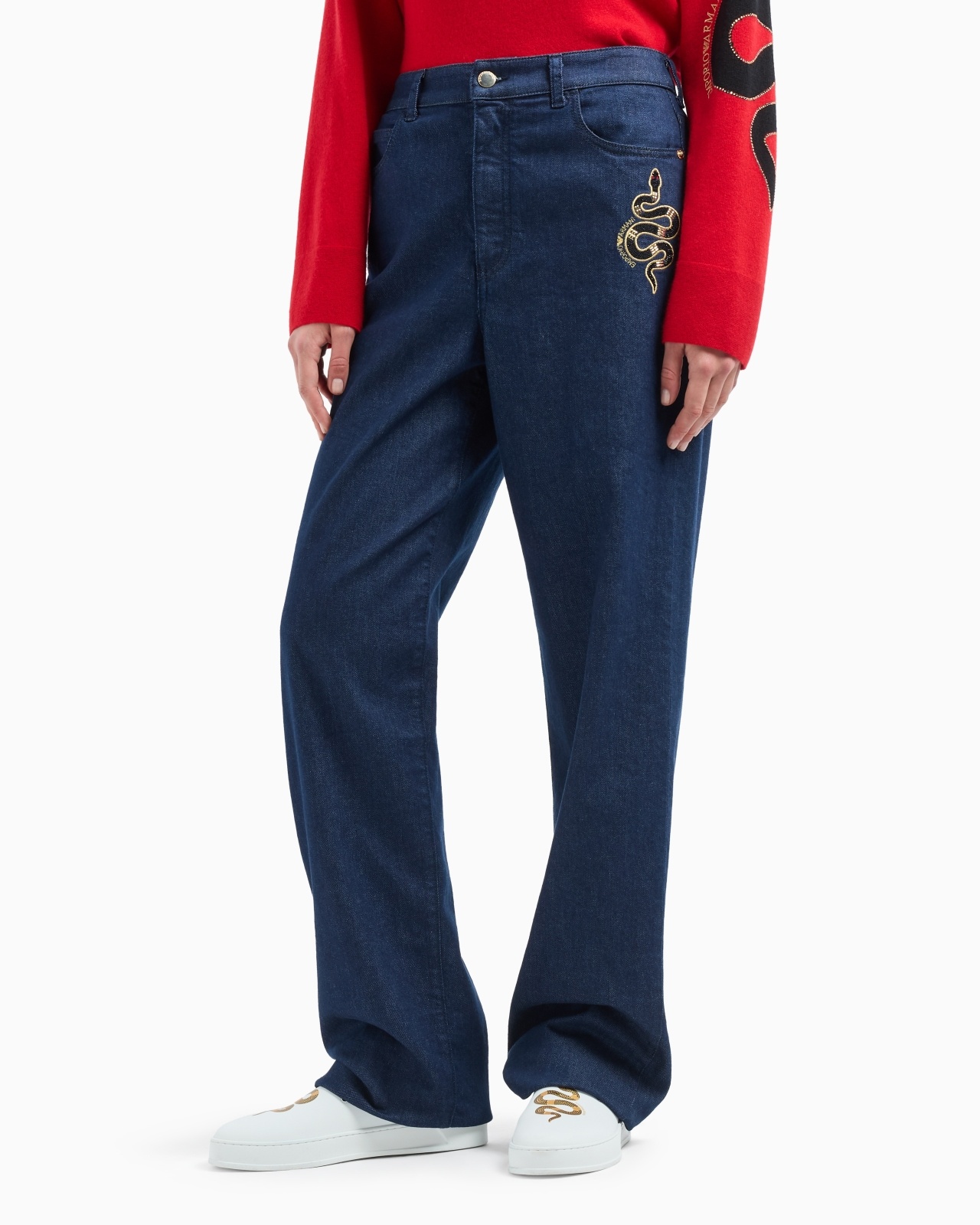 J4B MEDIUM-HIGH WAIST AND STRAIGHT-LEG DENIM JEANS WITH EMBROIDERY - 4