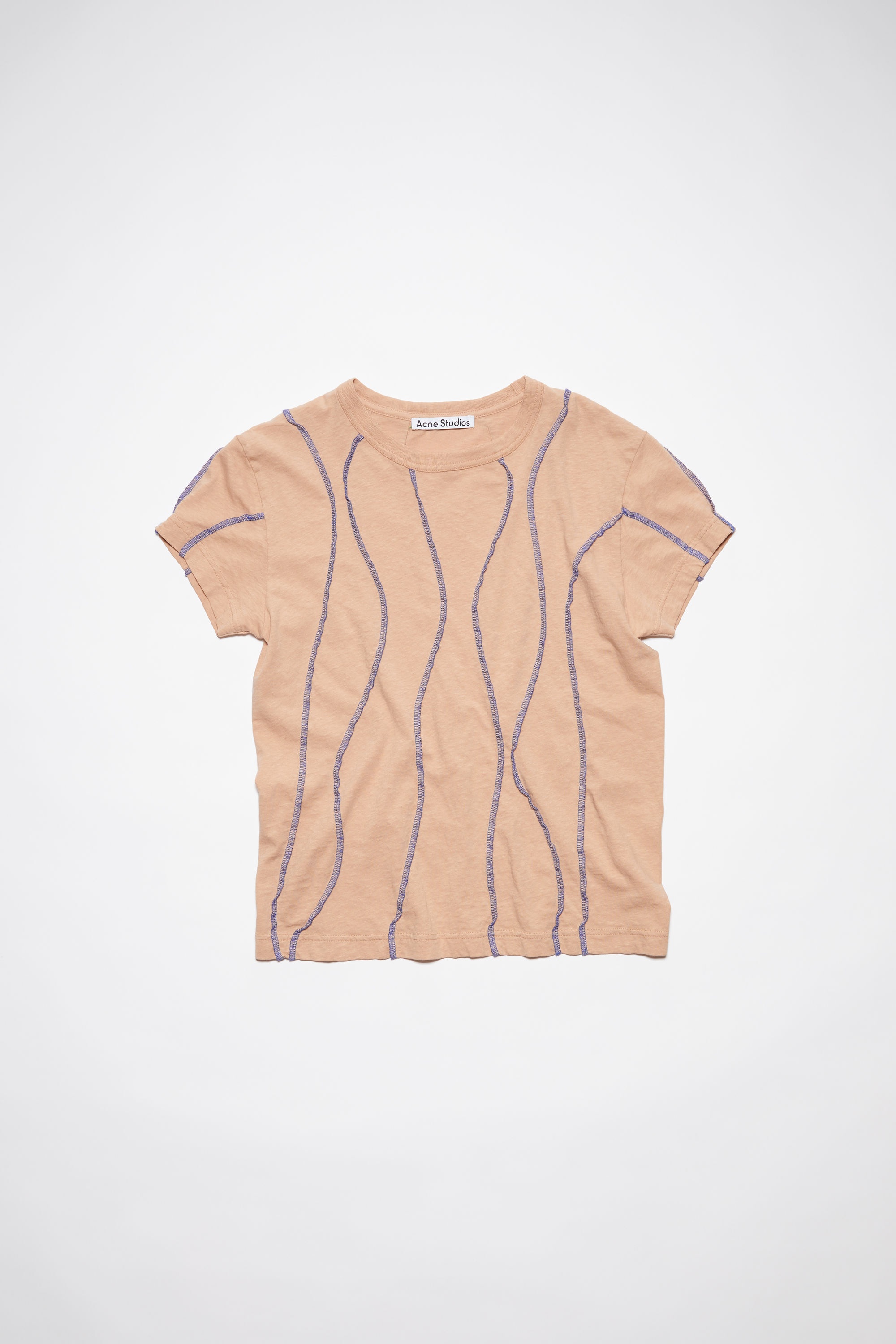 Overlock stitch t-shirt - Dusty pink - 1
