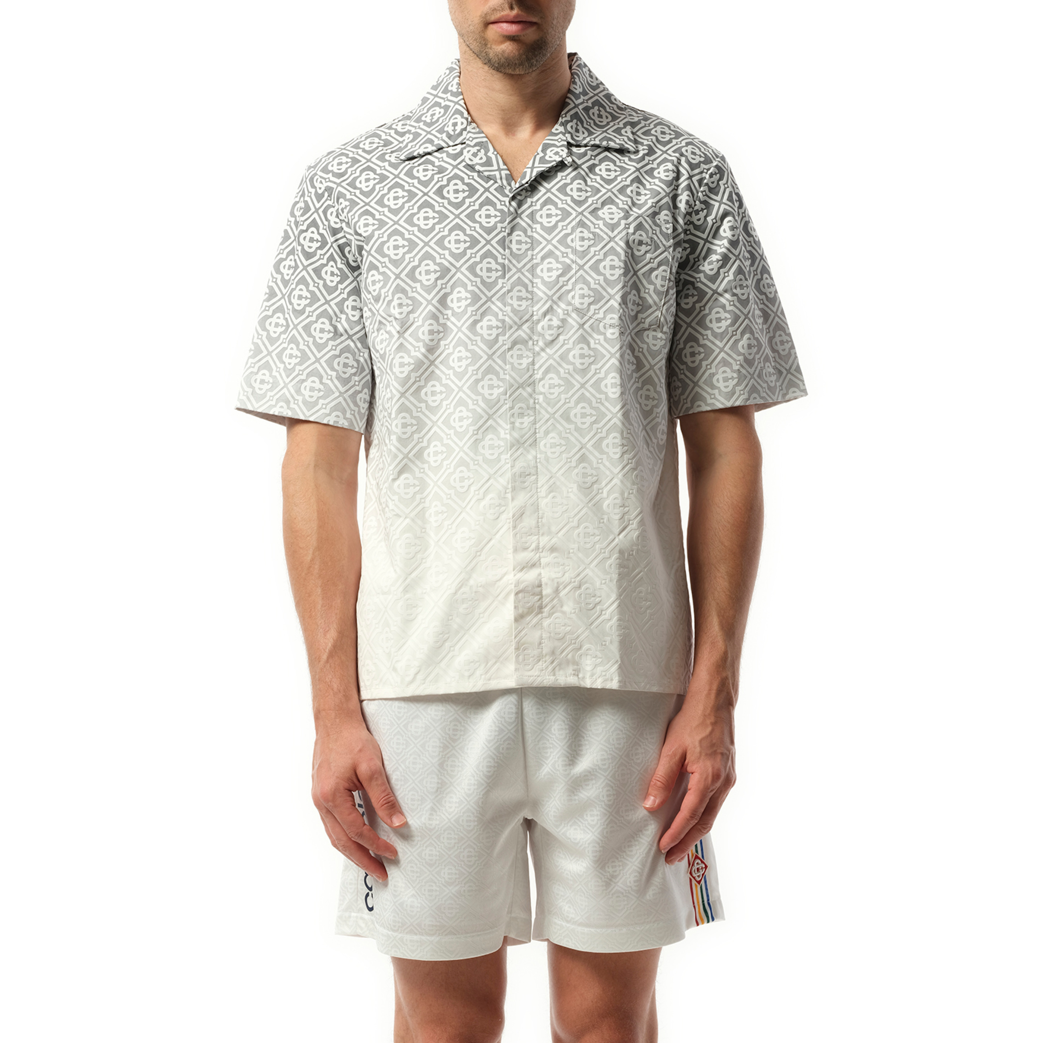 Short Sleeve Cuban Collar Shirt in Grey - 1