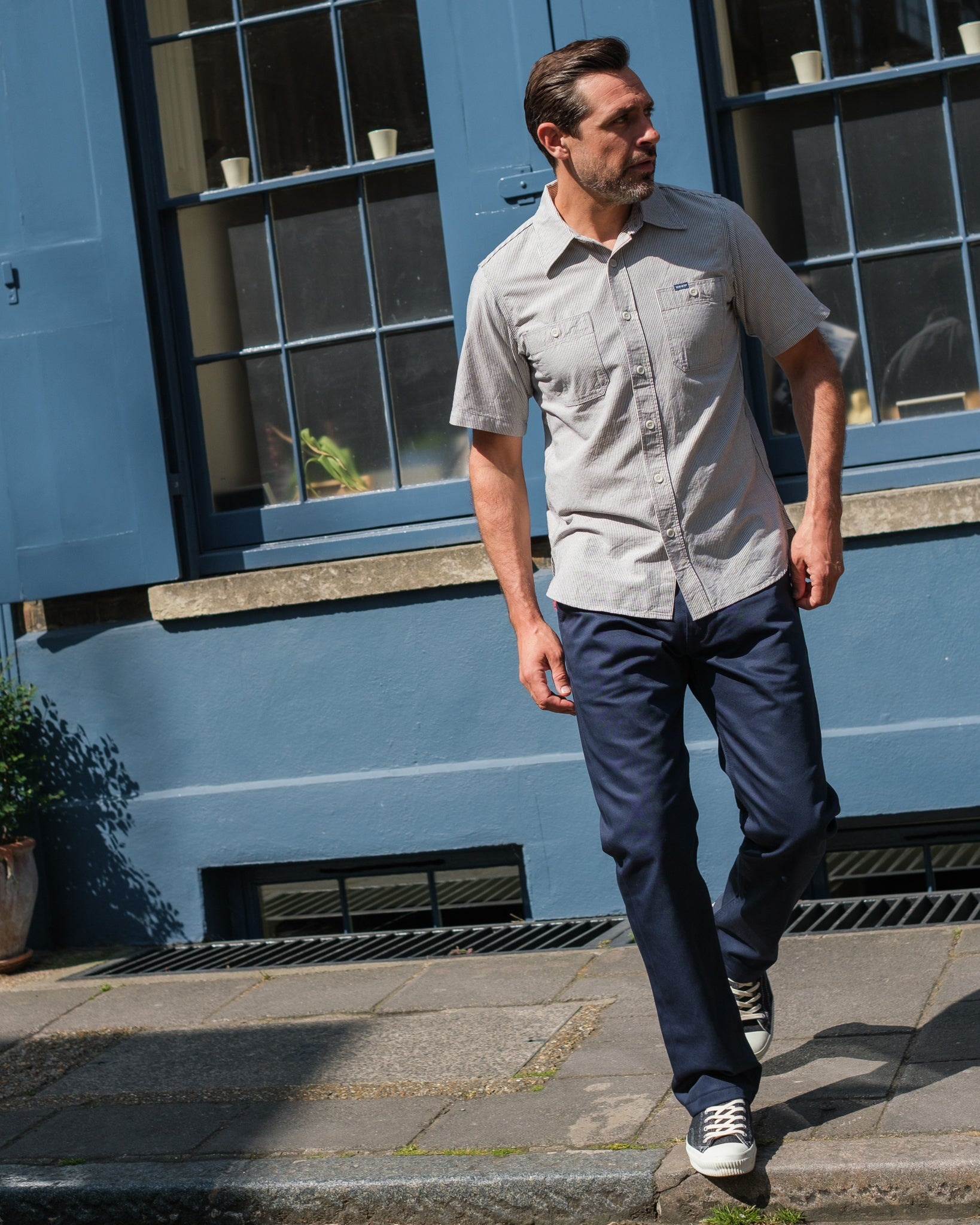 5OZ SELVEDGE OX CLOTH SHORT SLEEVED WORK SHIRT - HICKORY STRIPE - 4