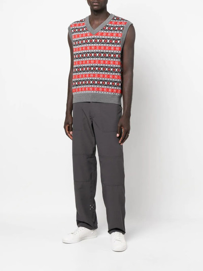 KENZO embroidered-logo striped sweater vest outlook