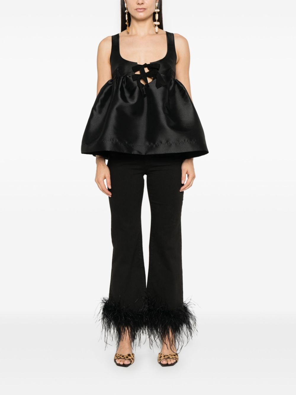 feather-trim jeans - 2