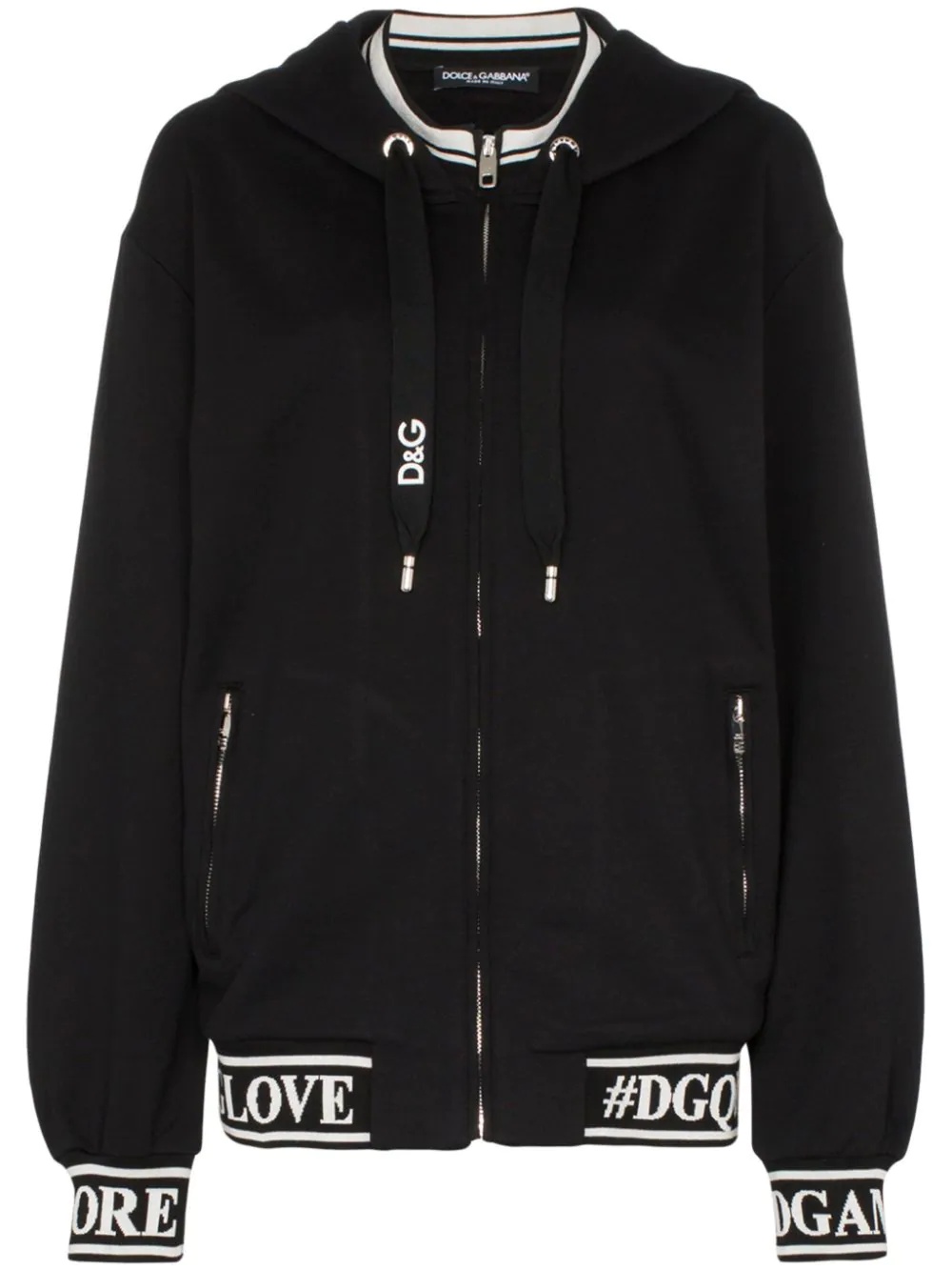 logo print cotton hoodie - 1