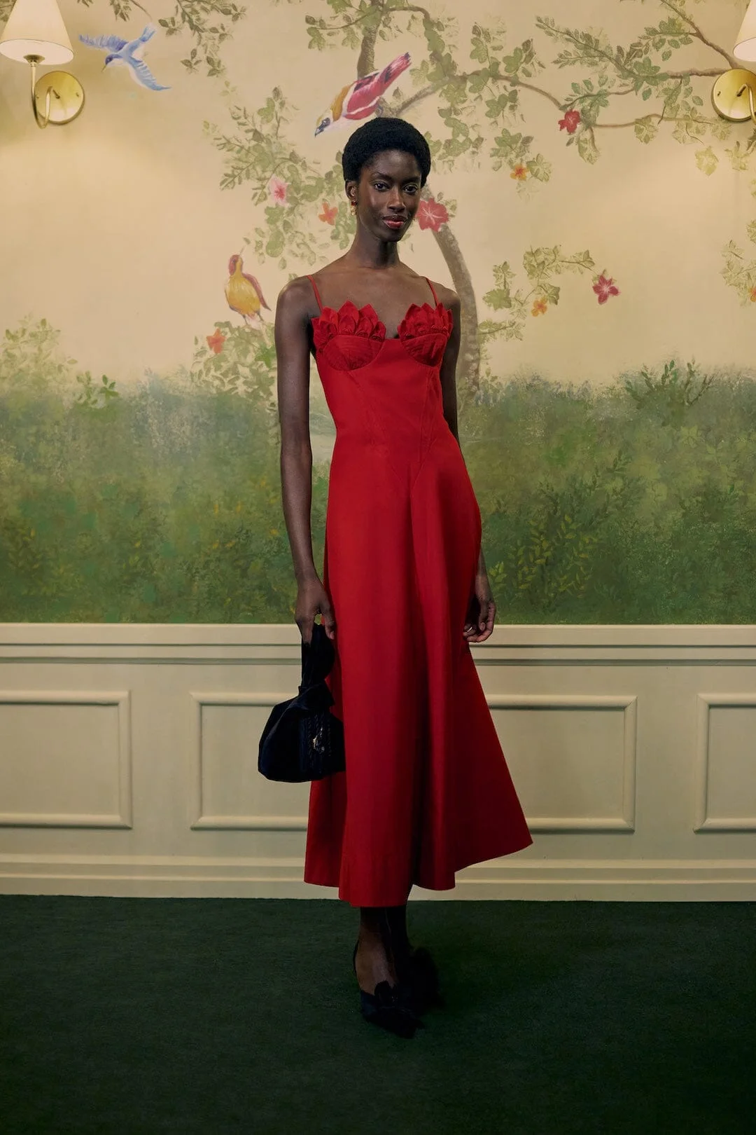 3D Flower Sleeveless Midi Dress - 1