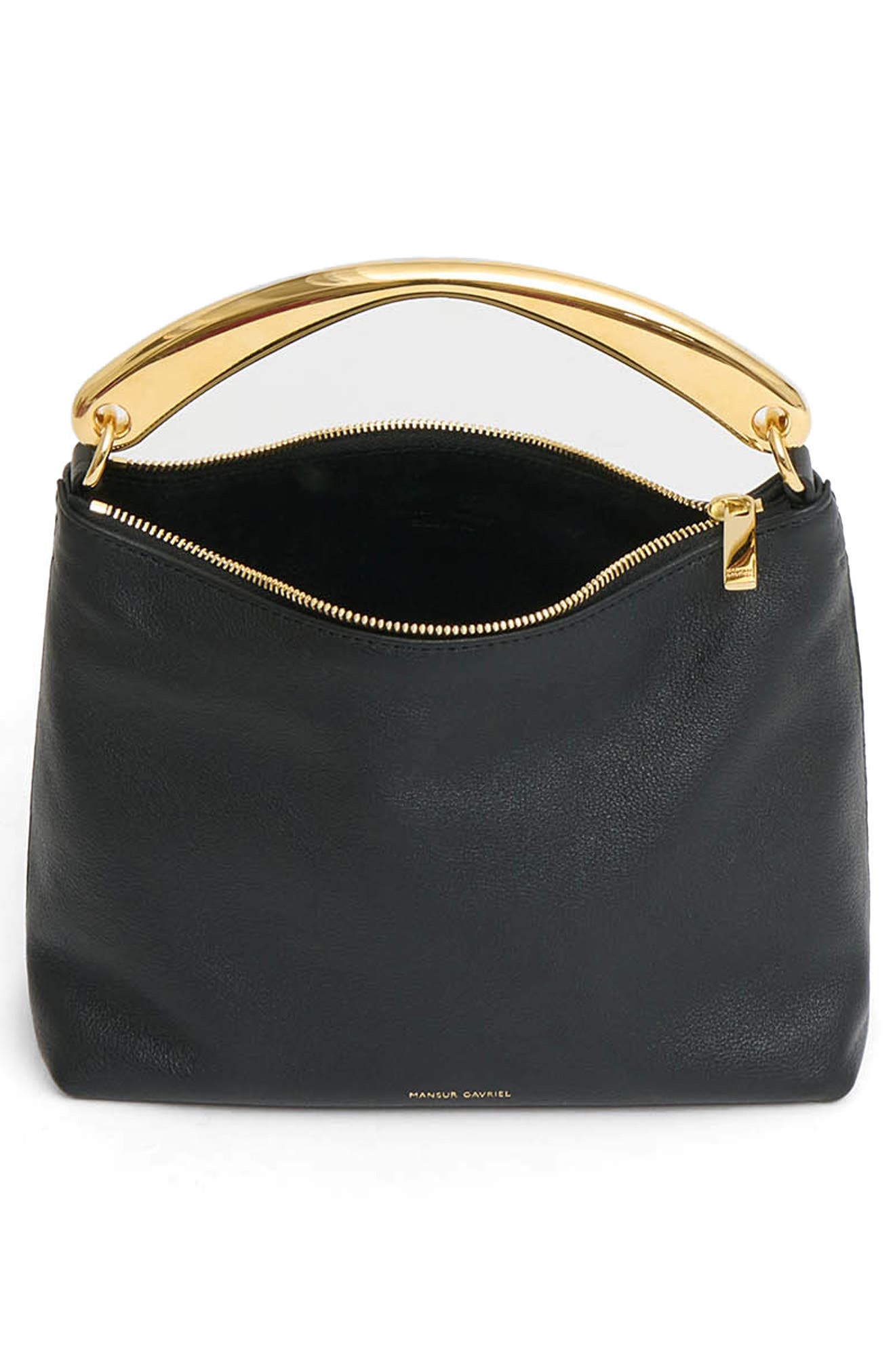 Mansur Gavriel Hera Metal Handle Leather Bag in Black/Flamma at Nordstrom - 3