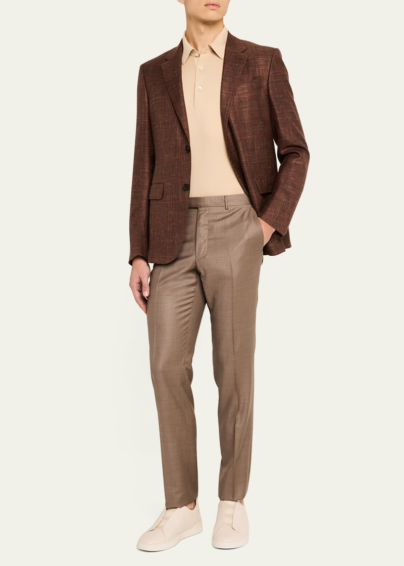 ZEGNA Men's Trofeo Sharkskin Flat-Front Trousers outlook