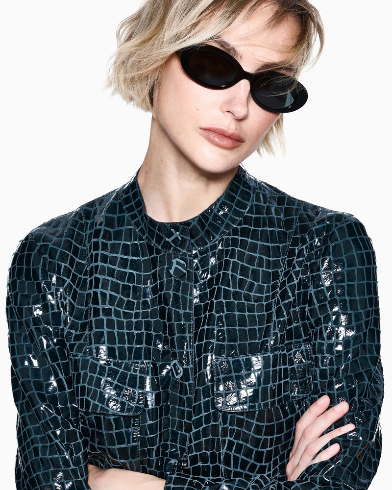 GIORGIO ARMANI LEATHER COAT WITH CROCODILE PRINT ASV outlook