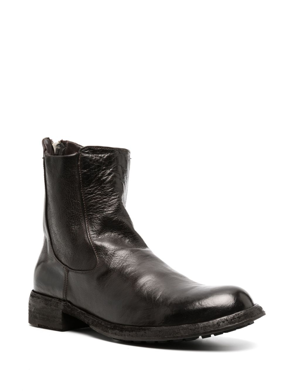 round-toe leather boots - 2