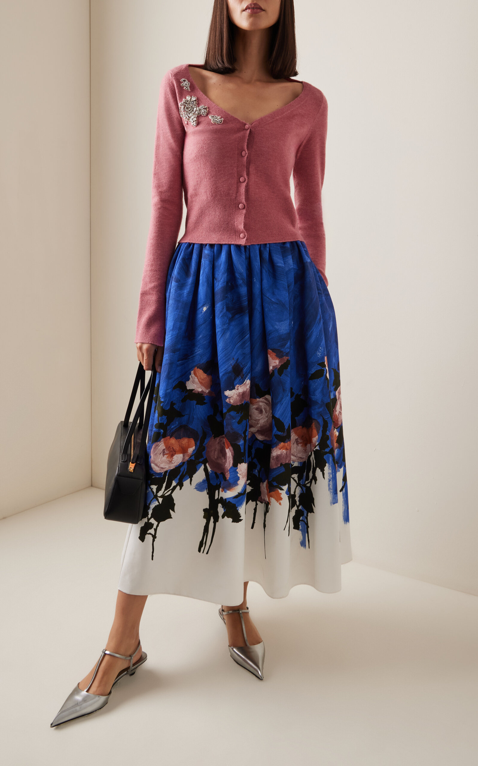 Gathered Cotton-Blend Midi Skirt multi - 2