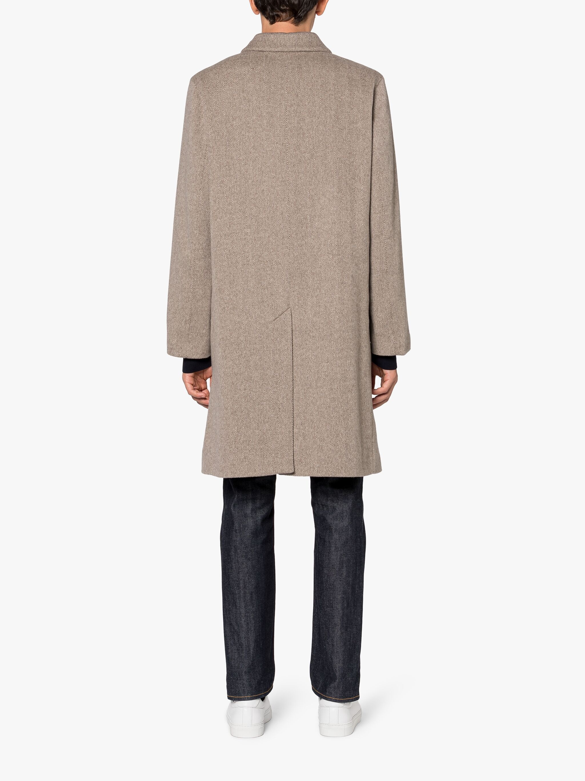 DUNKELD BEIGE HERRINGBONE CASHMERE 3/4 COAT - 4