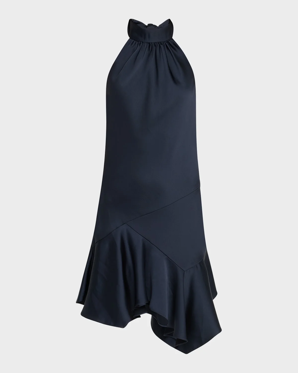 Nari Asymmetric Flounce Halter Mini Dress - 1