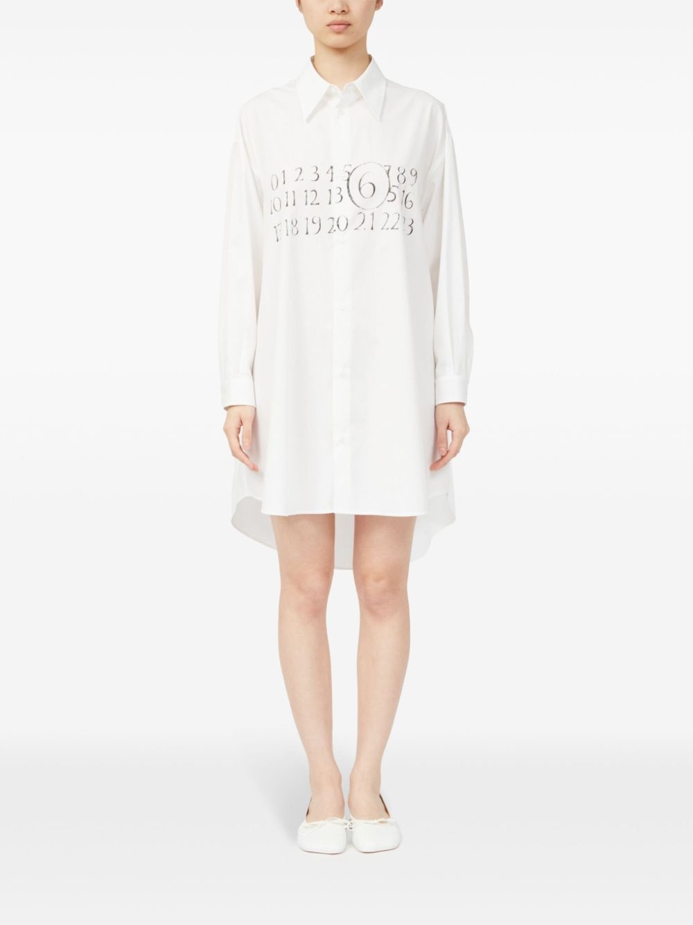 signature numbers motif shirt dress - 2