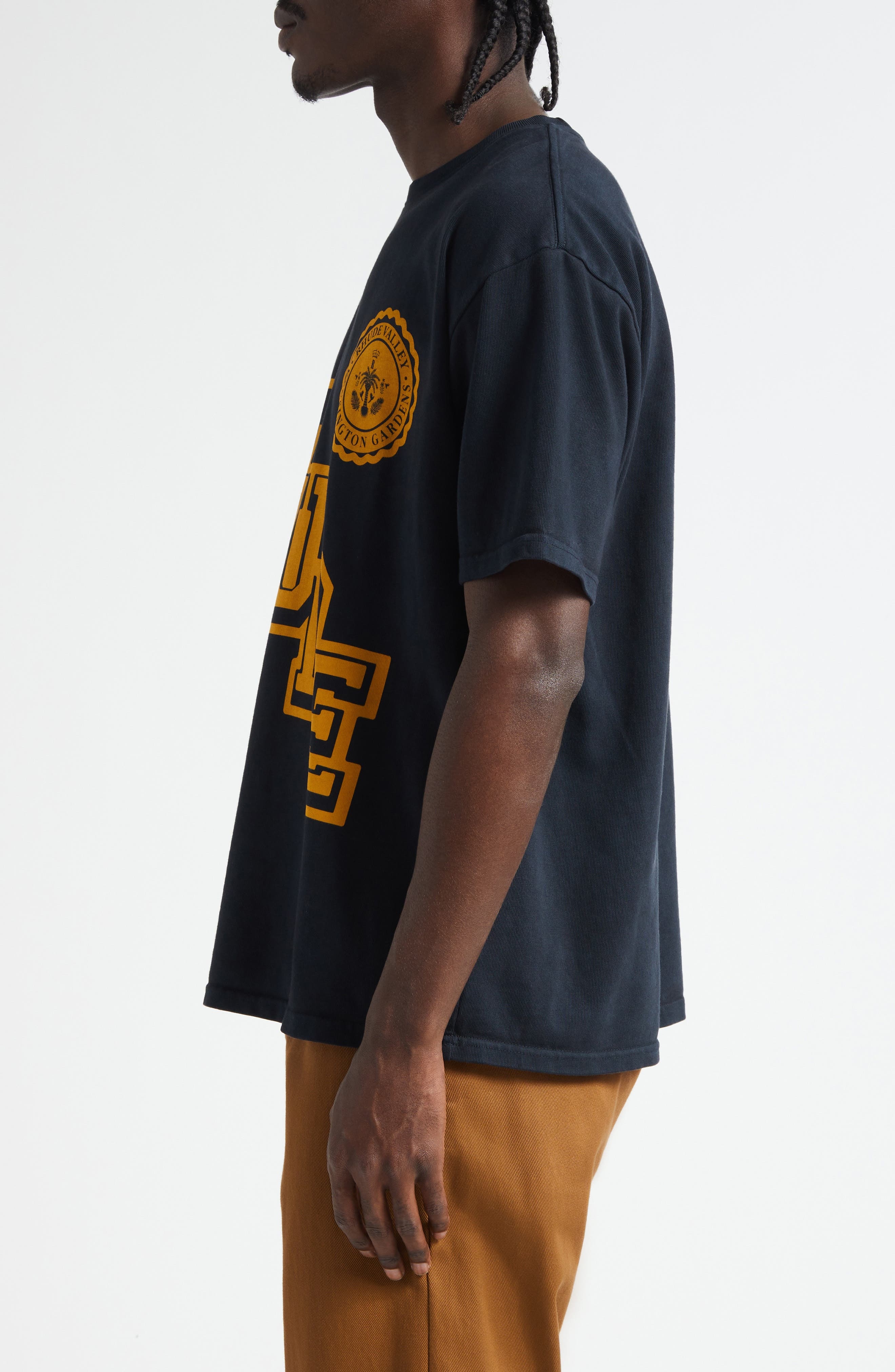 Rhude Collegiate Crest Graphic T-Shirt in Vintage Black /Yellow 0027 at Nordstrom - 3