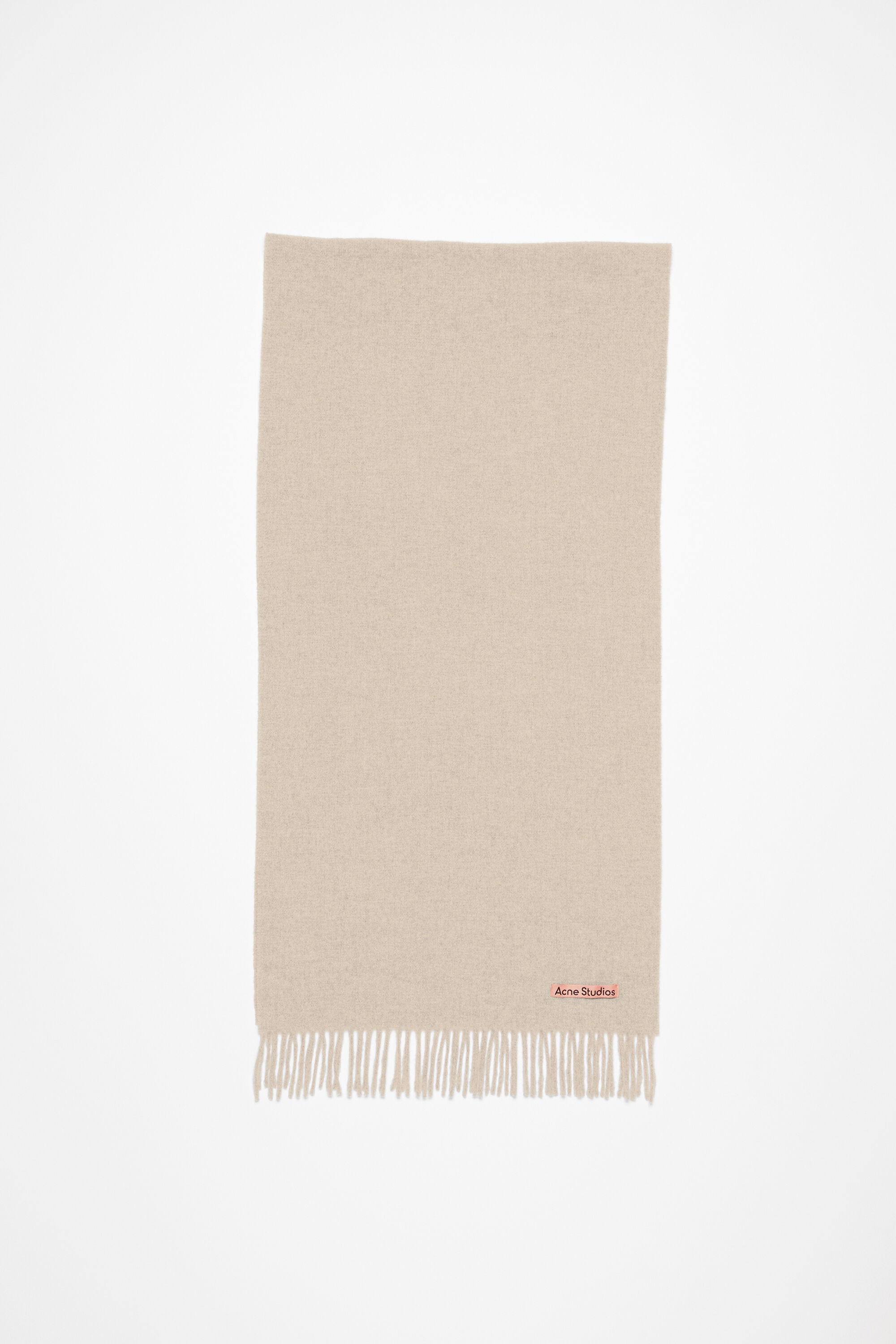 Fringe wool scarf – Narrow - Oatmeal melange - 1