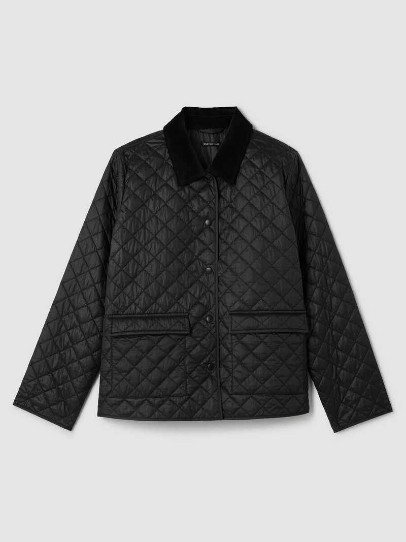 Eggshell Recycled Nylon Quilted Classic Collar Jacket 1