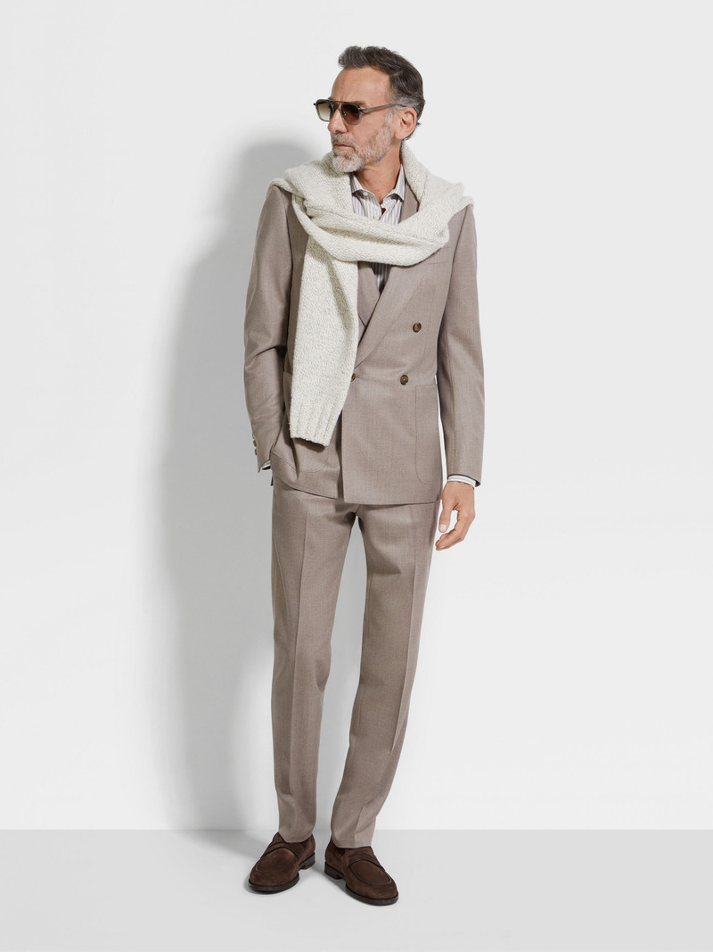 ZEGNA BROWN AND WHITE STRIPED SILK AND COTTON BLEND SHIRT outlook