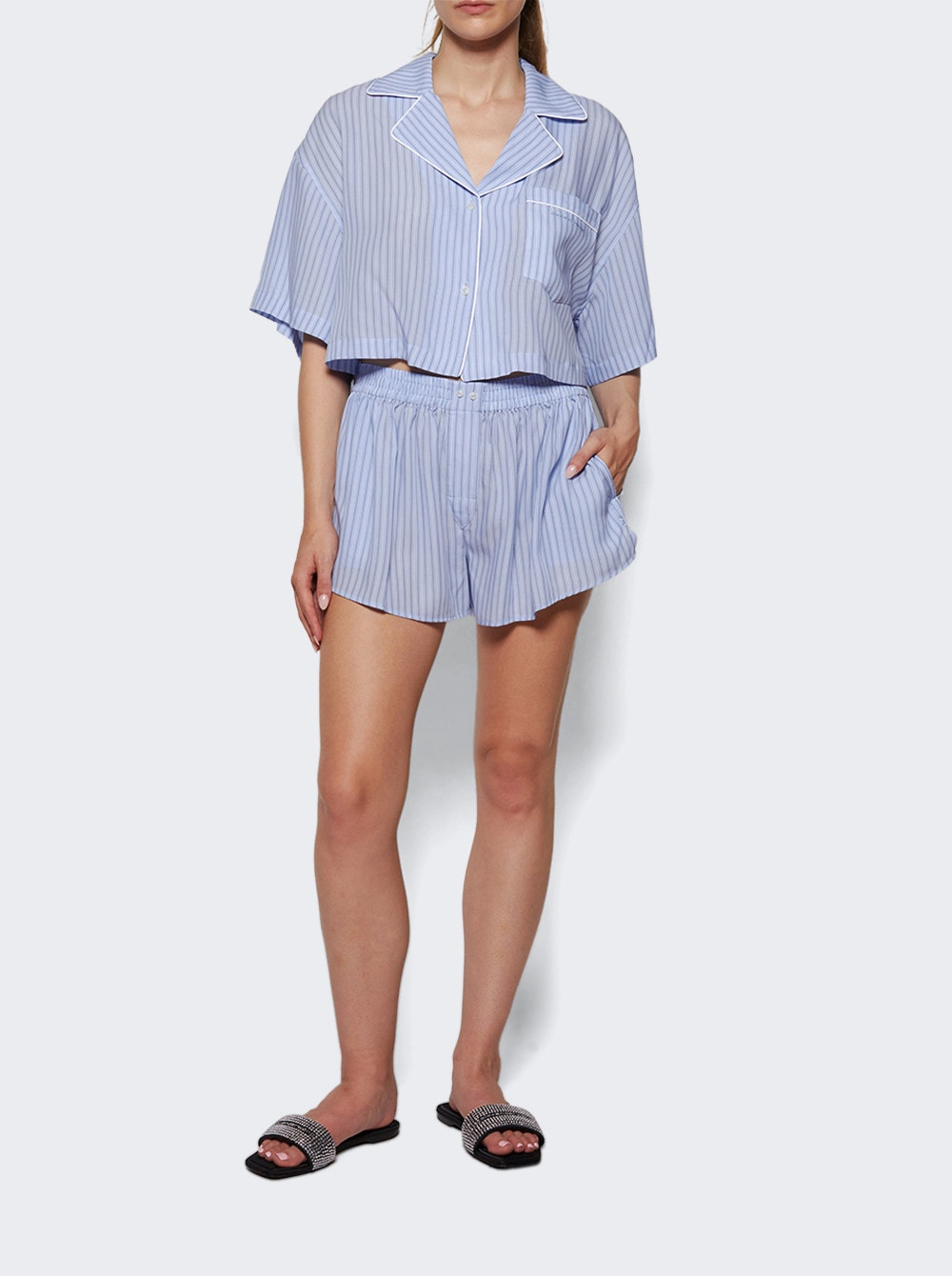 Boxer Short With Slash Pocket Oxford Blue - 5
