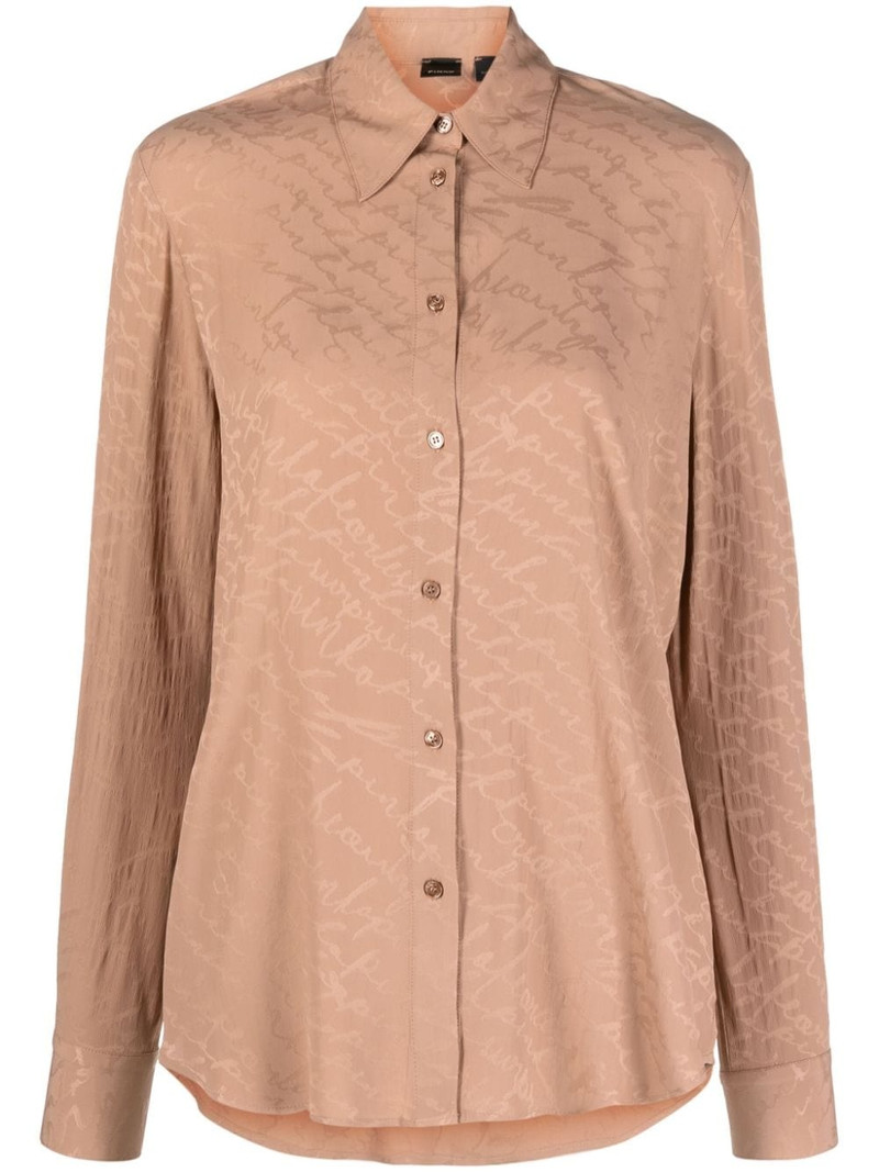logo-print satin-finish shirt 1