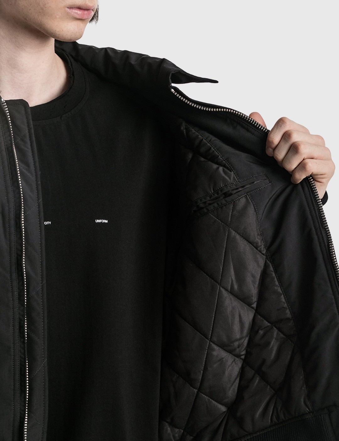 STAFF UNIFORM QUILTED INTERVEIN LAYERED BOMBER JACKET - 8