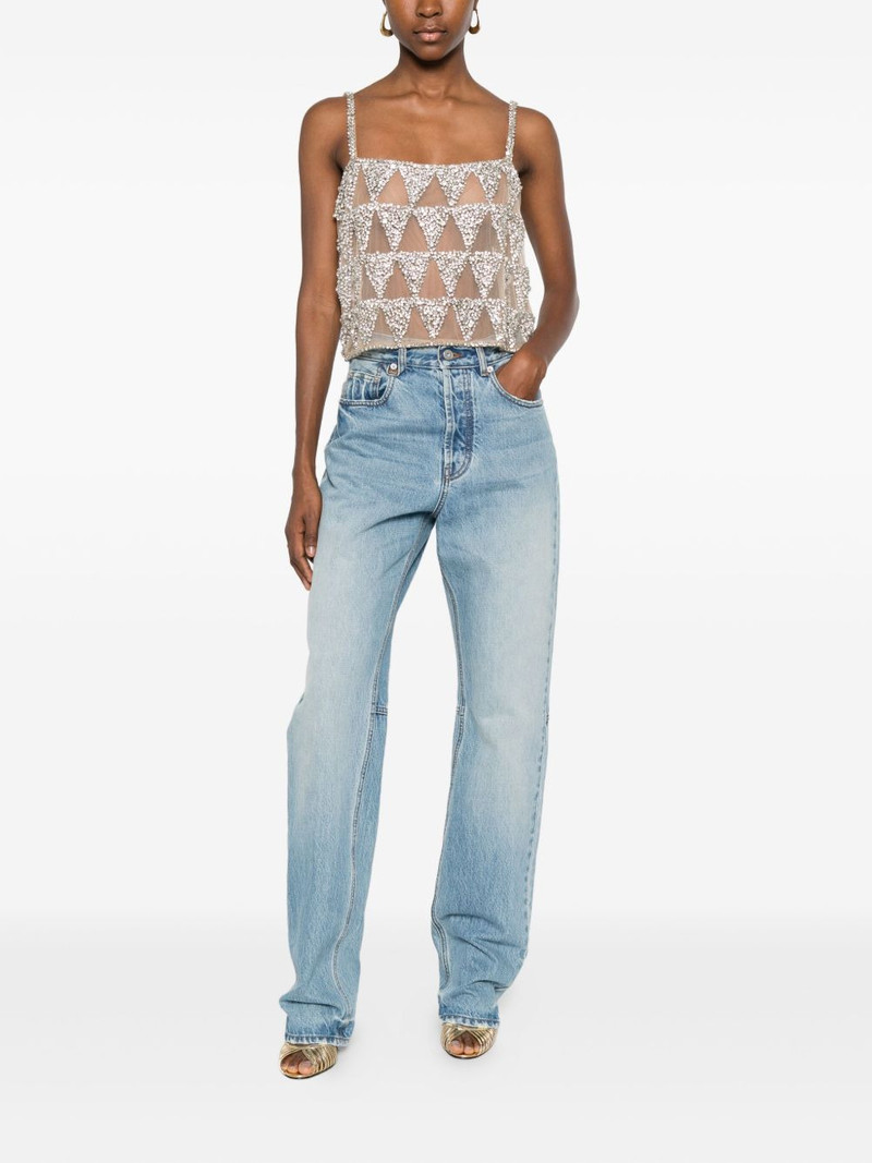 COSTARELLOS Villie crystal-embellished crop top outlook