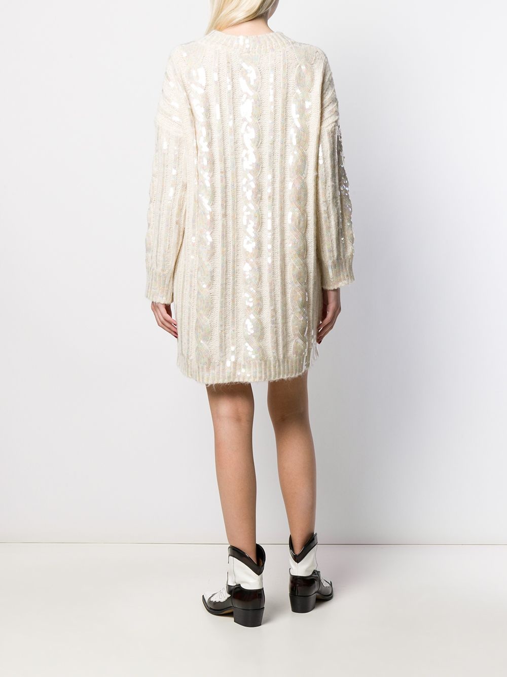 sequinned cable knit dress - 4