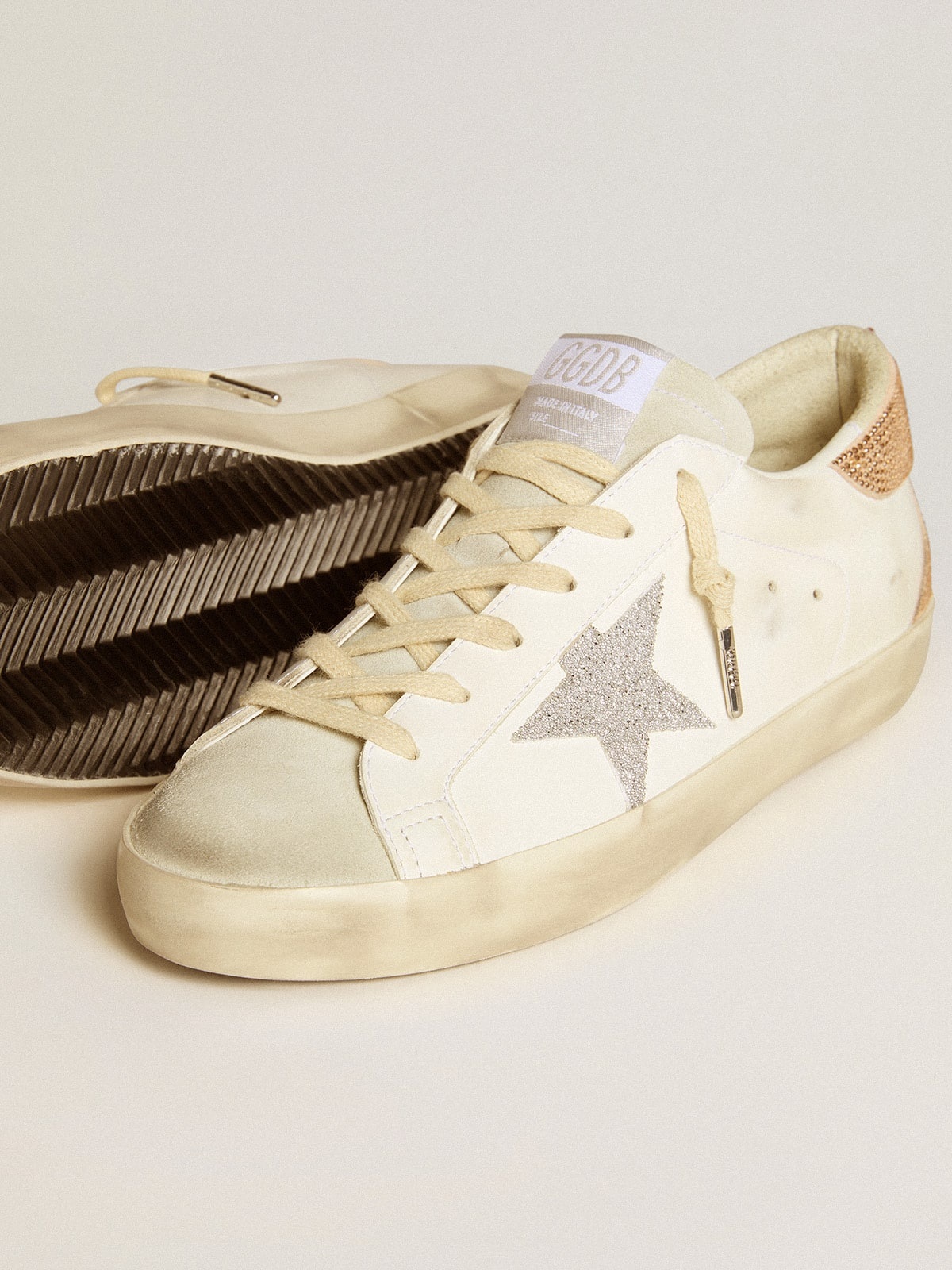 Super-Star in leather with Swarovski crystal star and heel tab - 3
