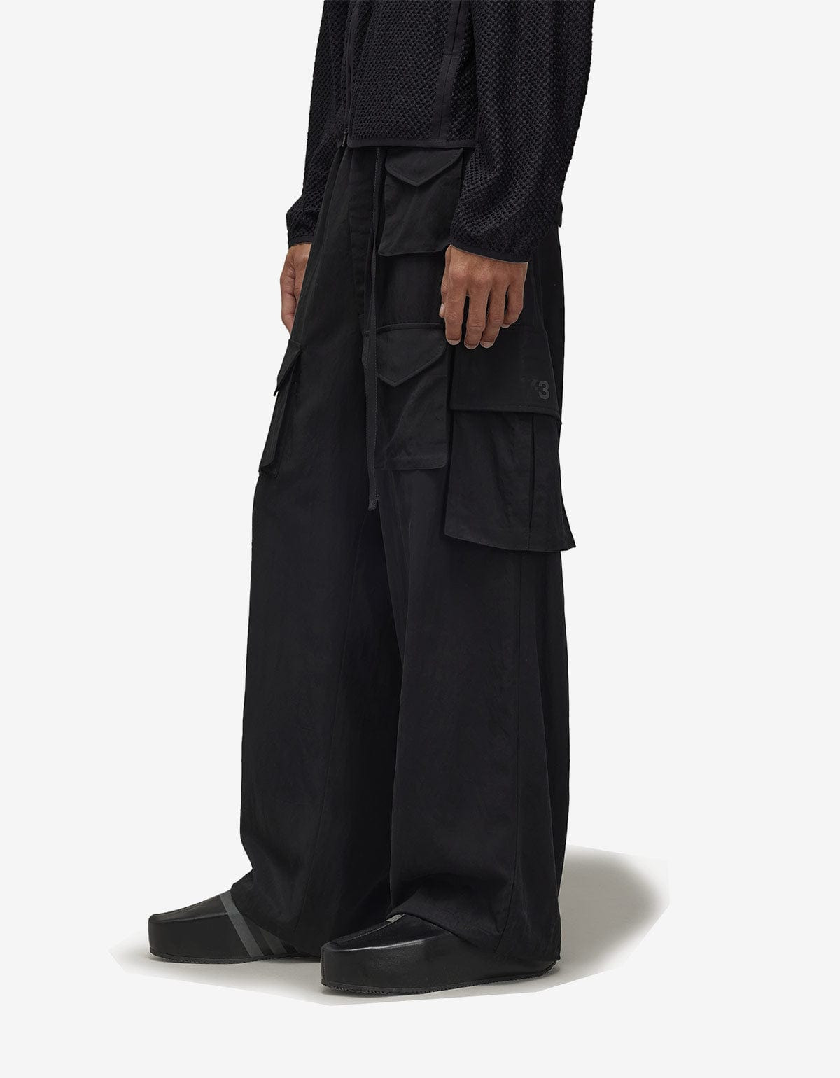 Y-3 Black Refined Wool Cargo Pants - 4