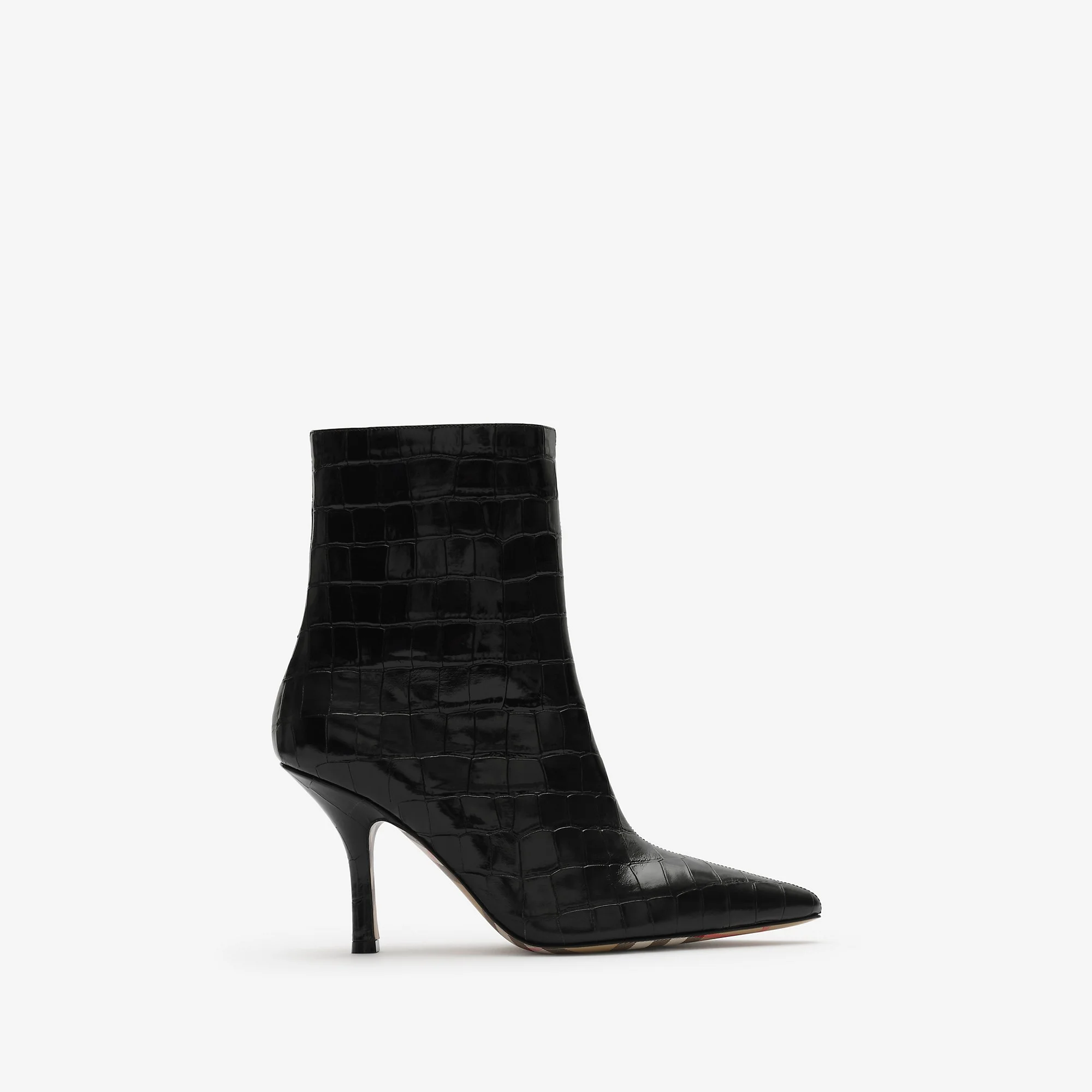 Crocodile-effect Leather Dame Ankle Boots - 1