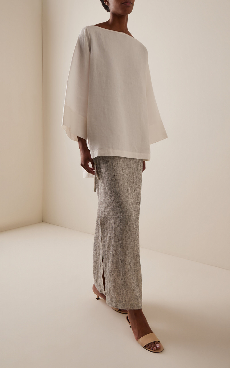 The Row Blum Linen-Silk Skirt black/white outlook