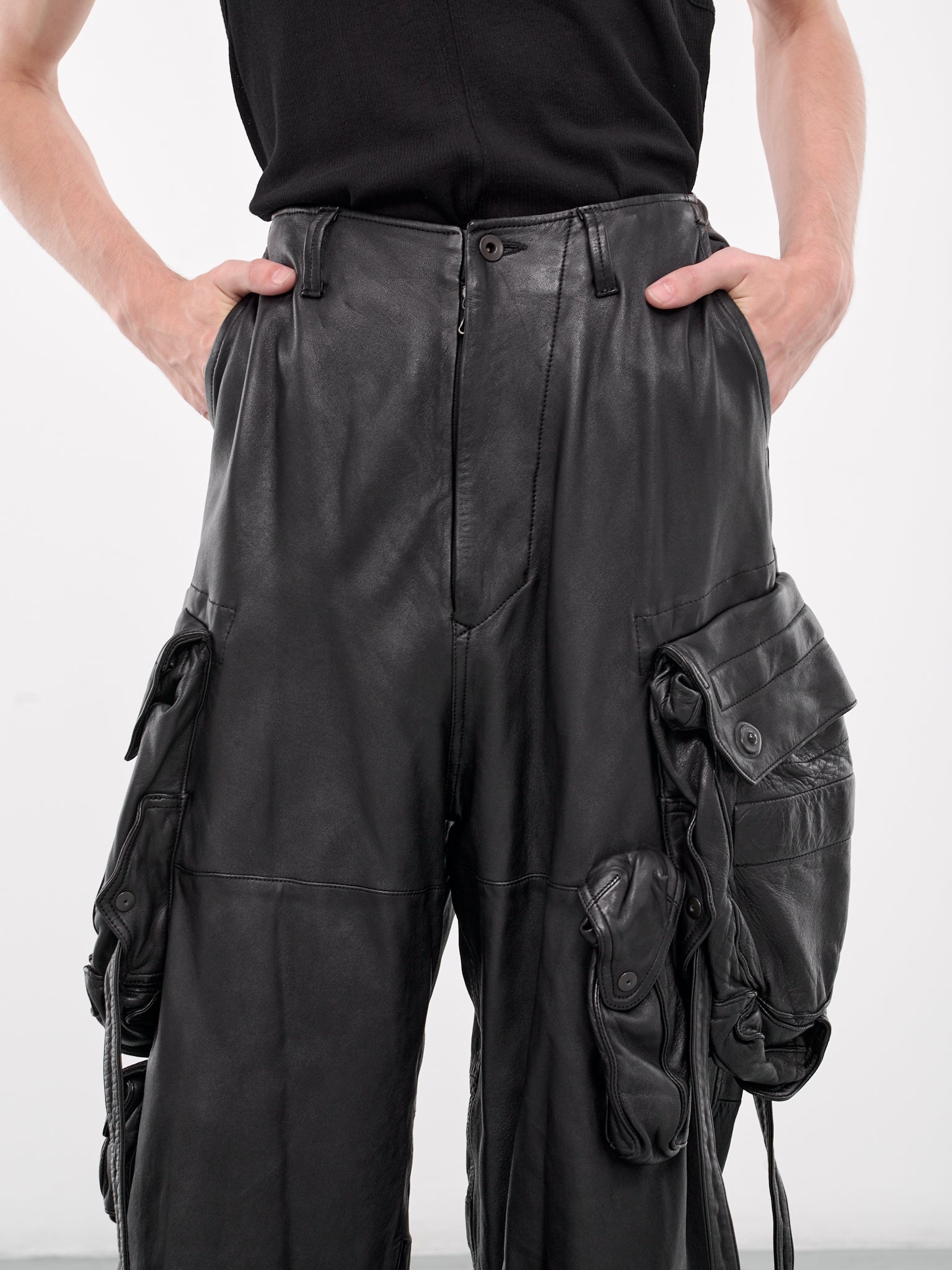 Lamb Leather Cargo Pants - 4