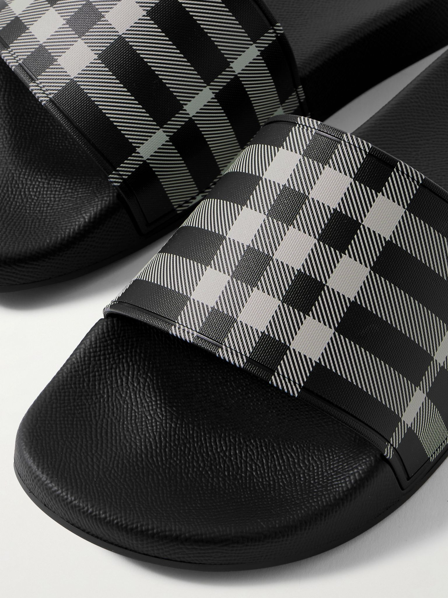Checked Rubber Slides Black - 5