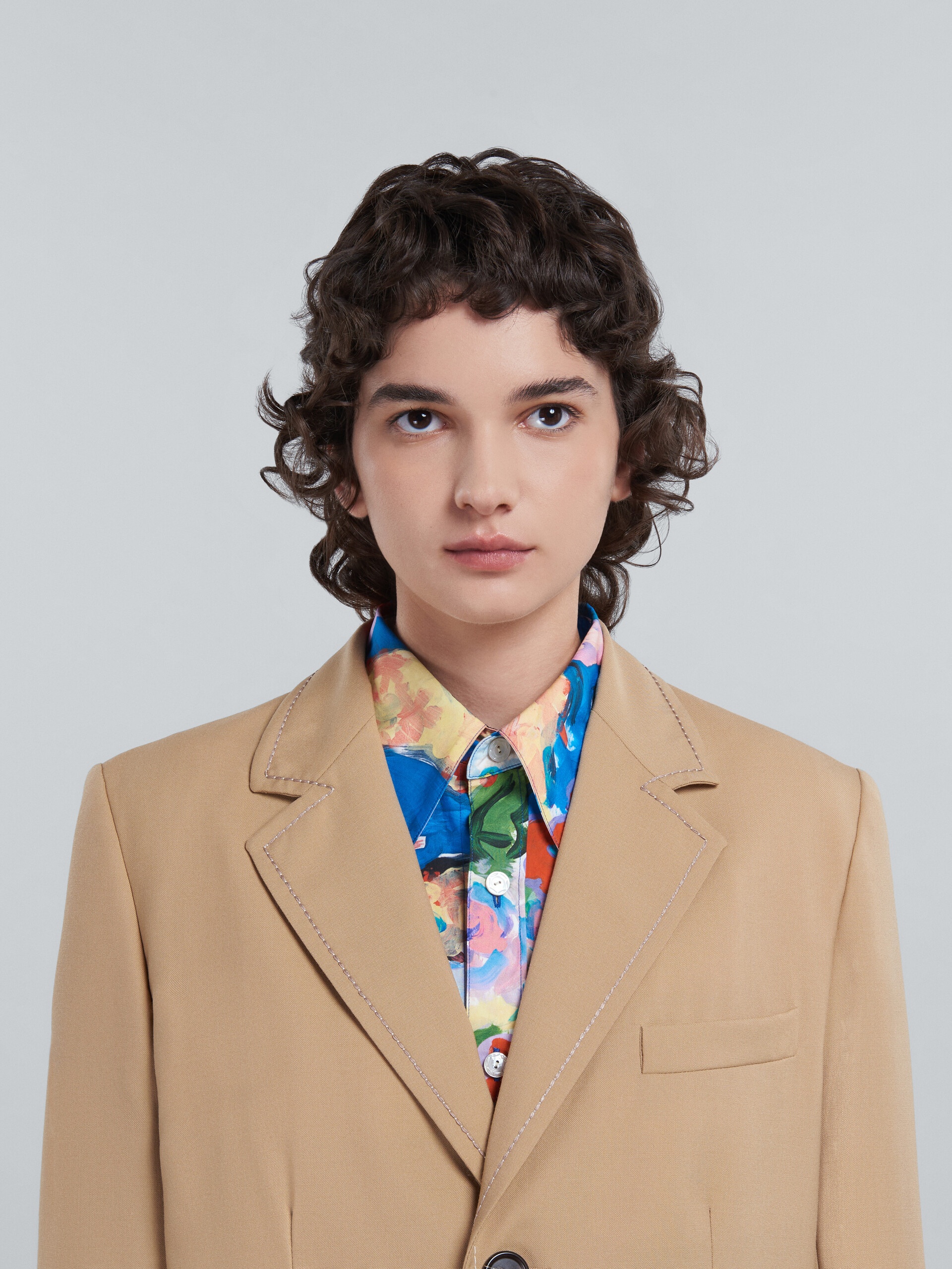 LONG BLAZER IN BEIGE TROPICAL WOOL - 4