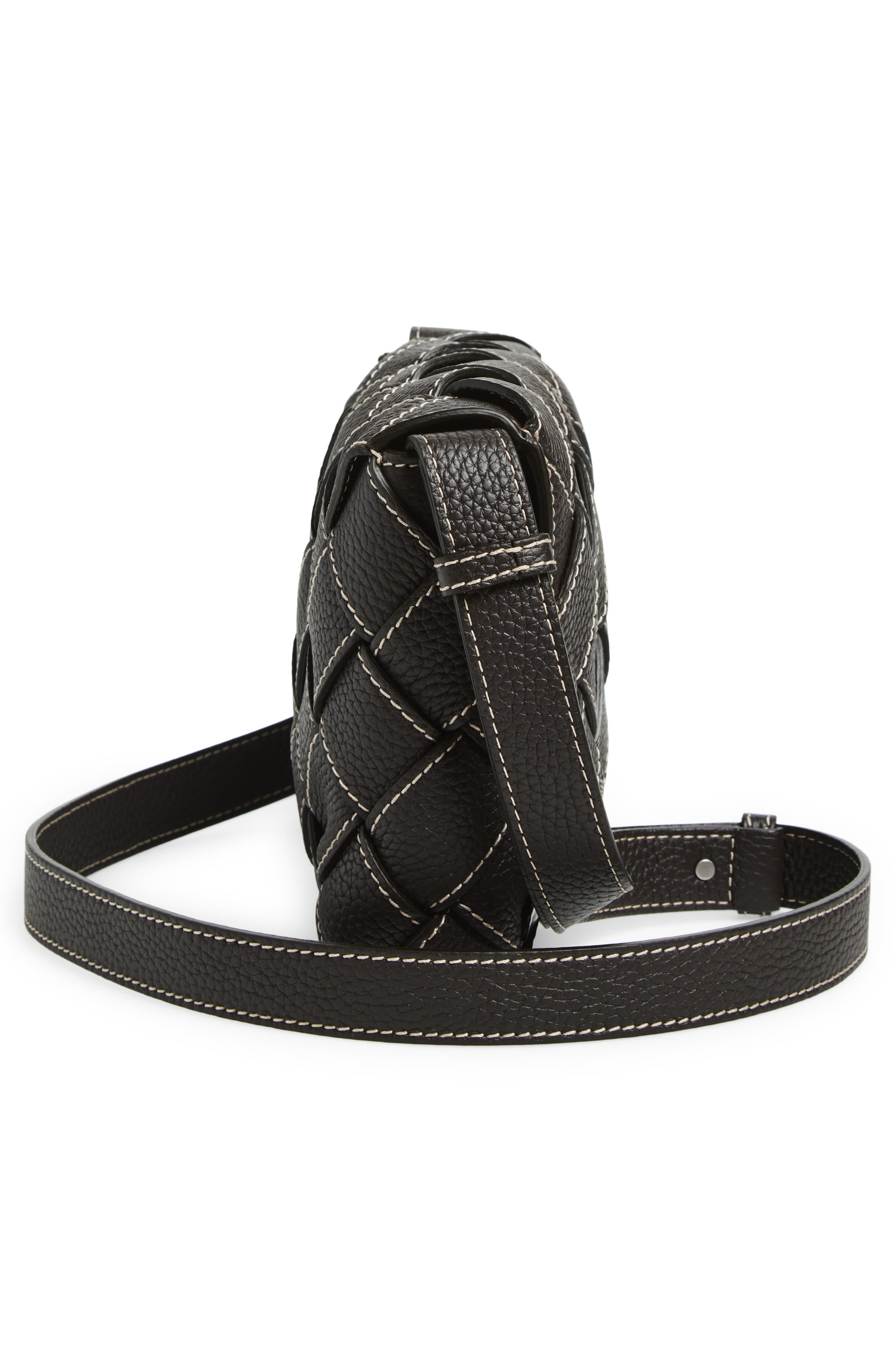 Bottega Veneta Topstitched Intreccciato Leather Messenger Bag in 2314 Fondant-Natural-Silver at Nord - 6