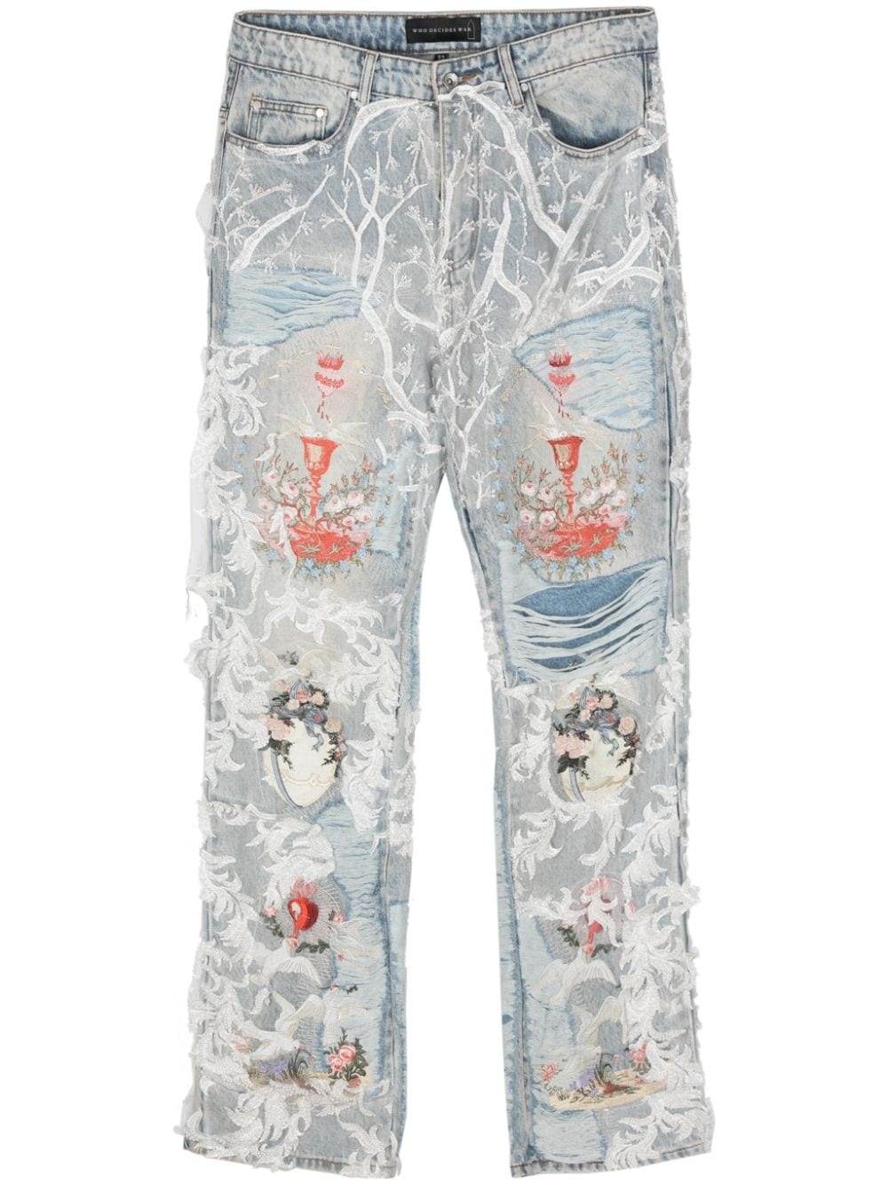 Chalice embroidered staright-leg jeans - 1