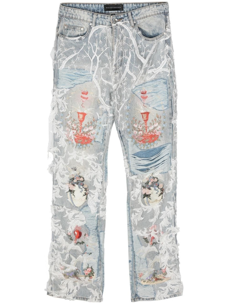 Chalice embroidered staright-leg jeans 1