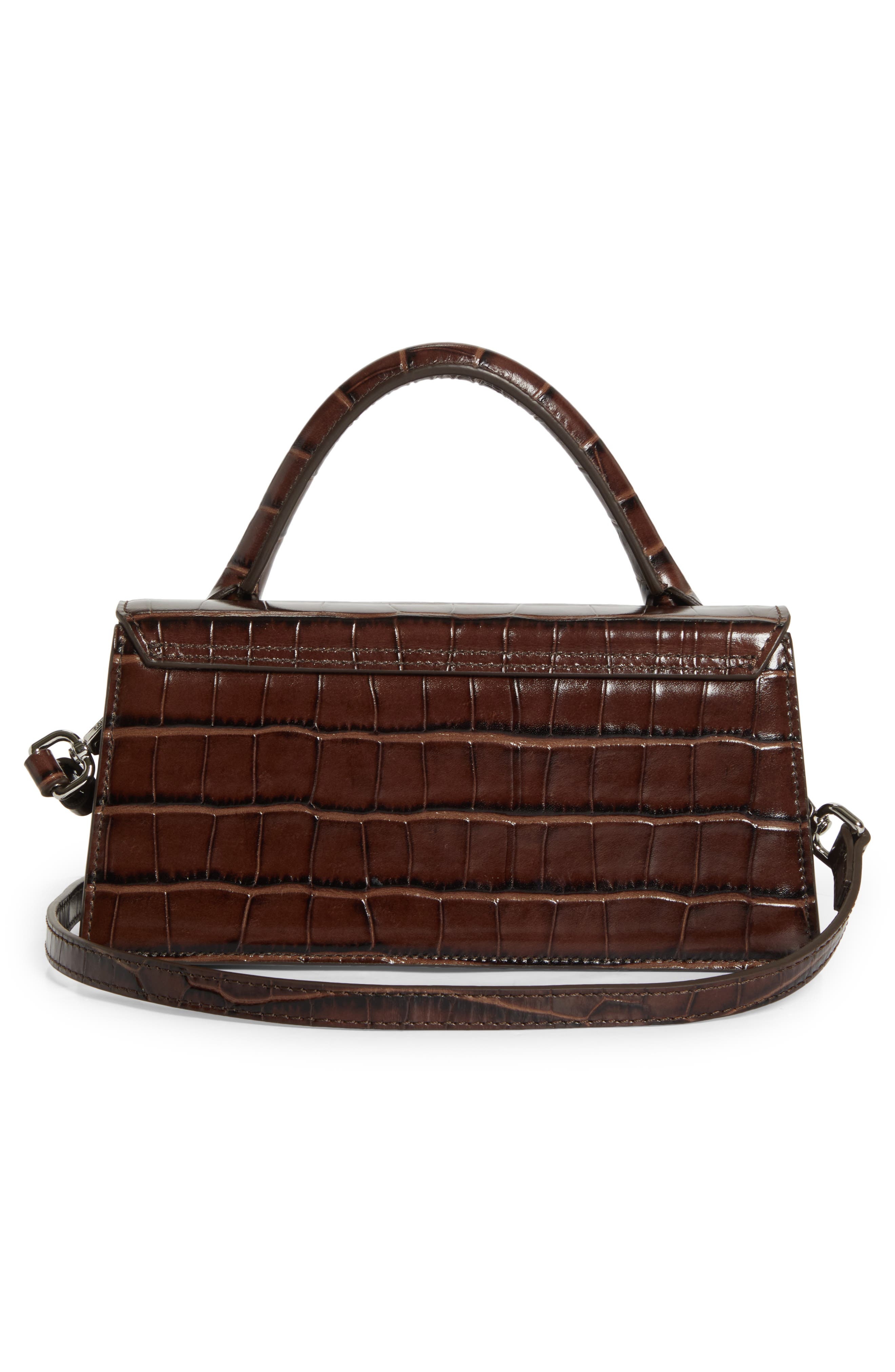 Jacquemus Le Chiquito Long Croc Embossed Leather Top Handle Bag in Dark Brown at Nordstrom - 5