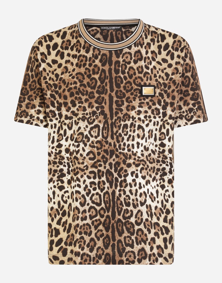 Leopard-print cotton T-shirt - 1