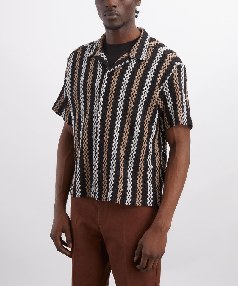 PERCIVAL Wade Crochet Cuban Shirt outlook