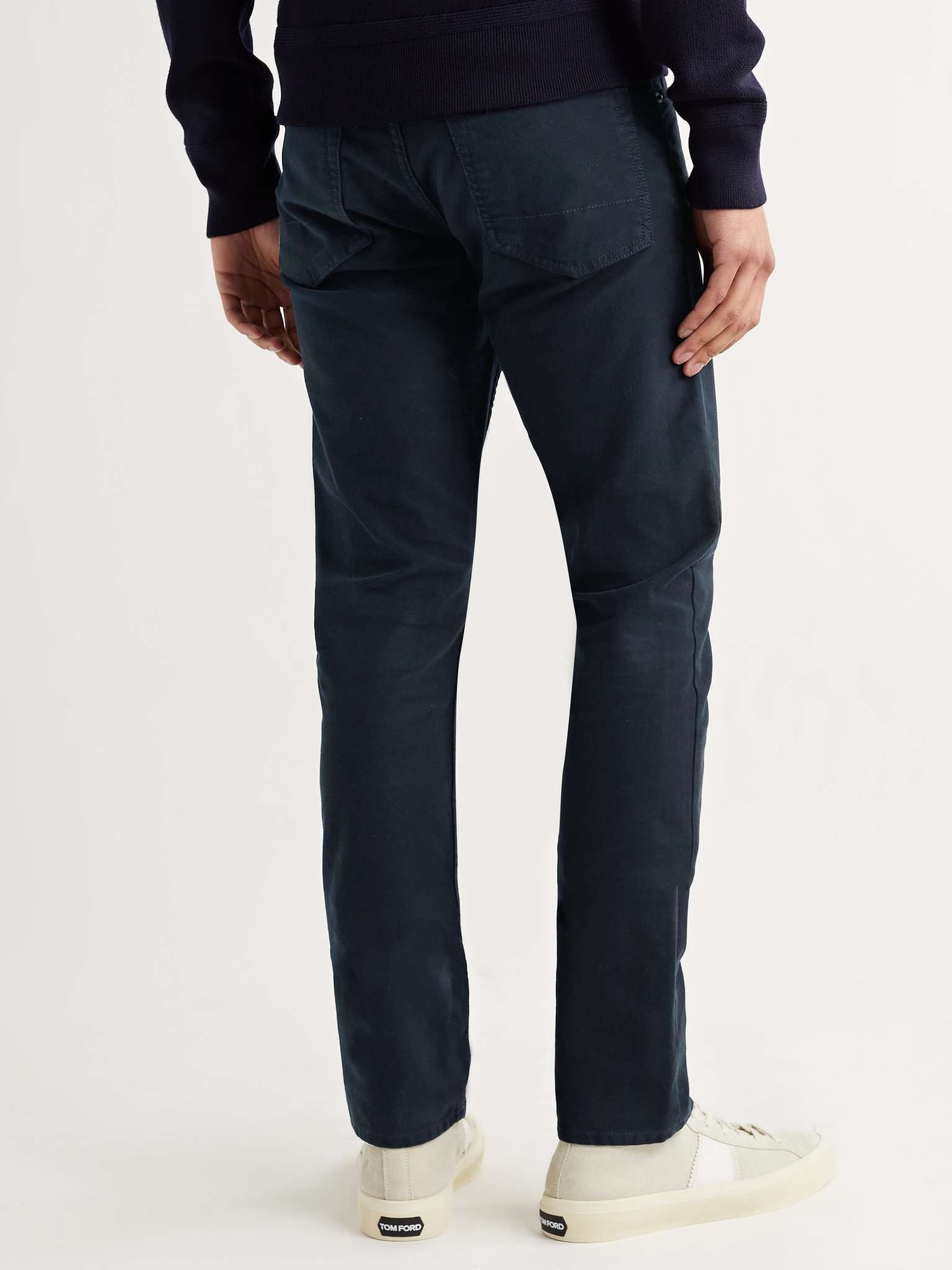 Slim-Fit Cotton-Blend Moleskin Trousers - 4