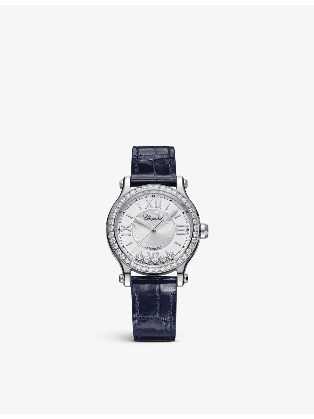 278608-3003 Happy Sport alligator-embossed leather, stainless-steel and 1.49ct diamond self-winding - 1