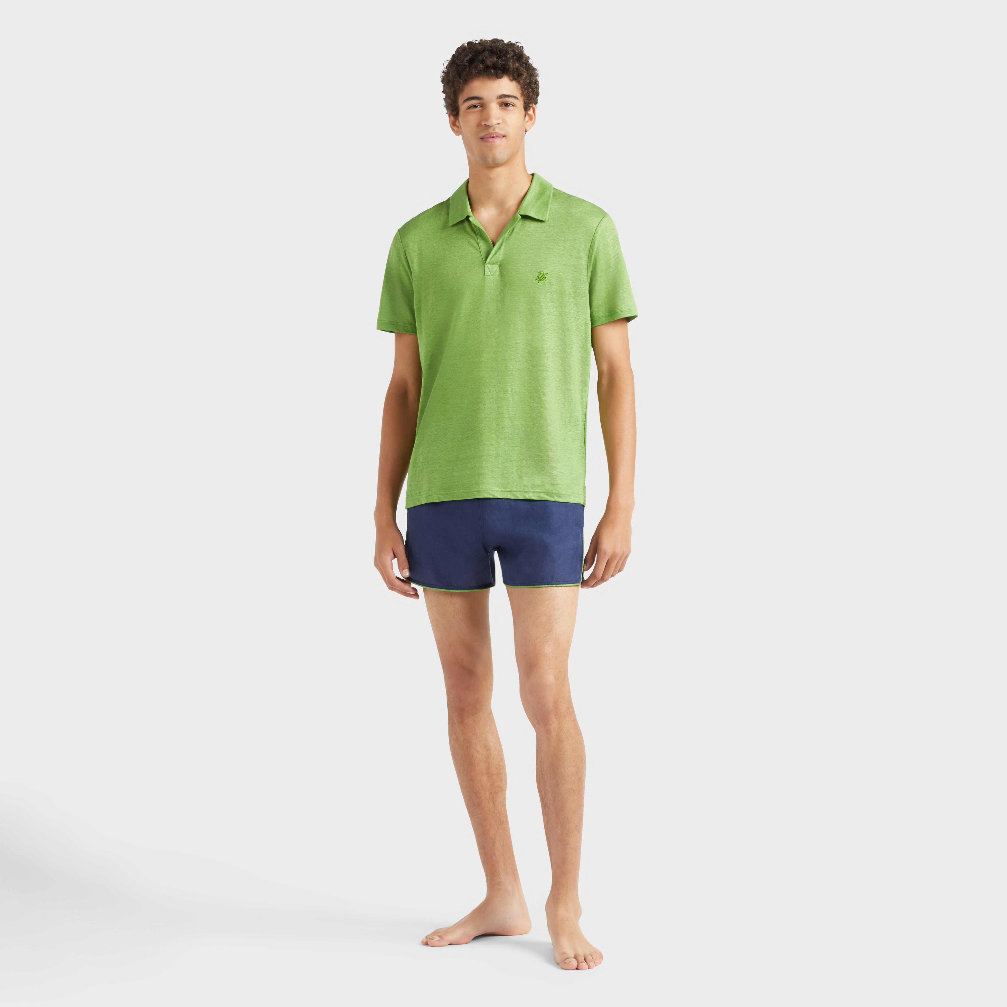 Men Linen Jersey Polo Solid - 3