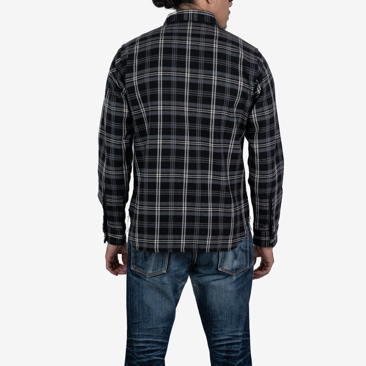 Ultra Heavy Flannel Herringbone Check Work Shirt - Black - 3
