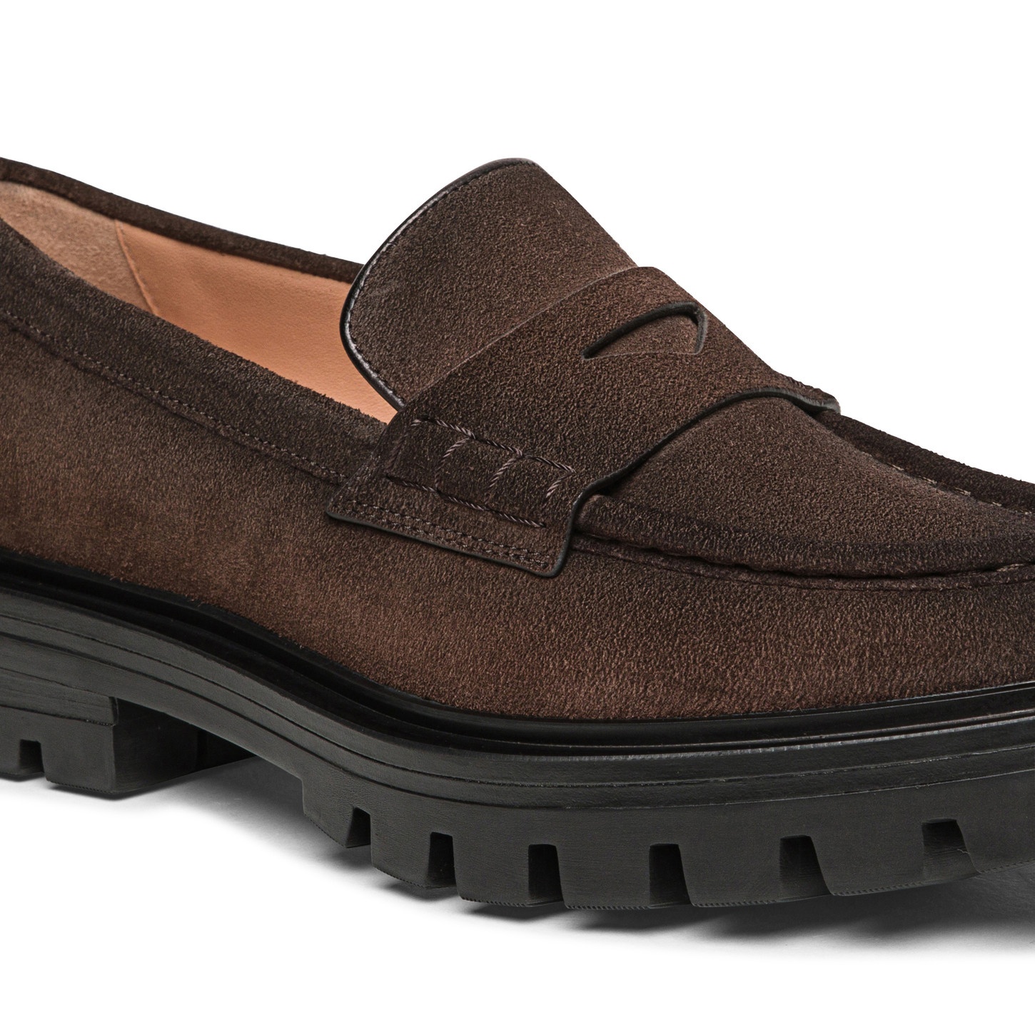 Women's dark brown suede penny loafer - 5