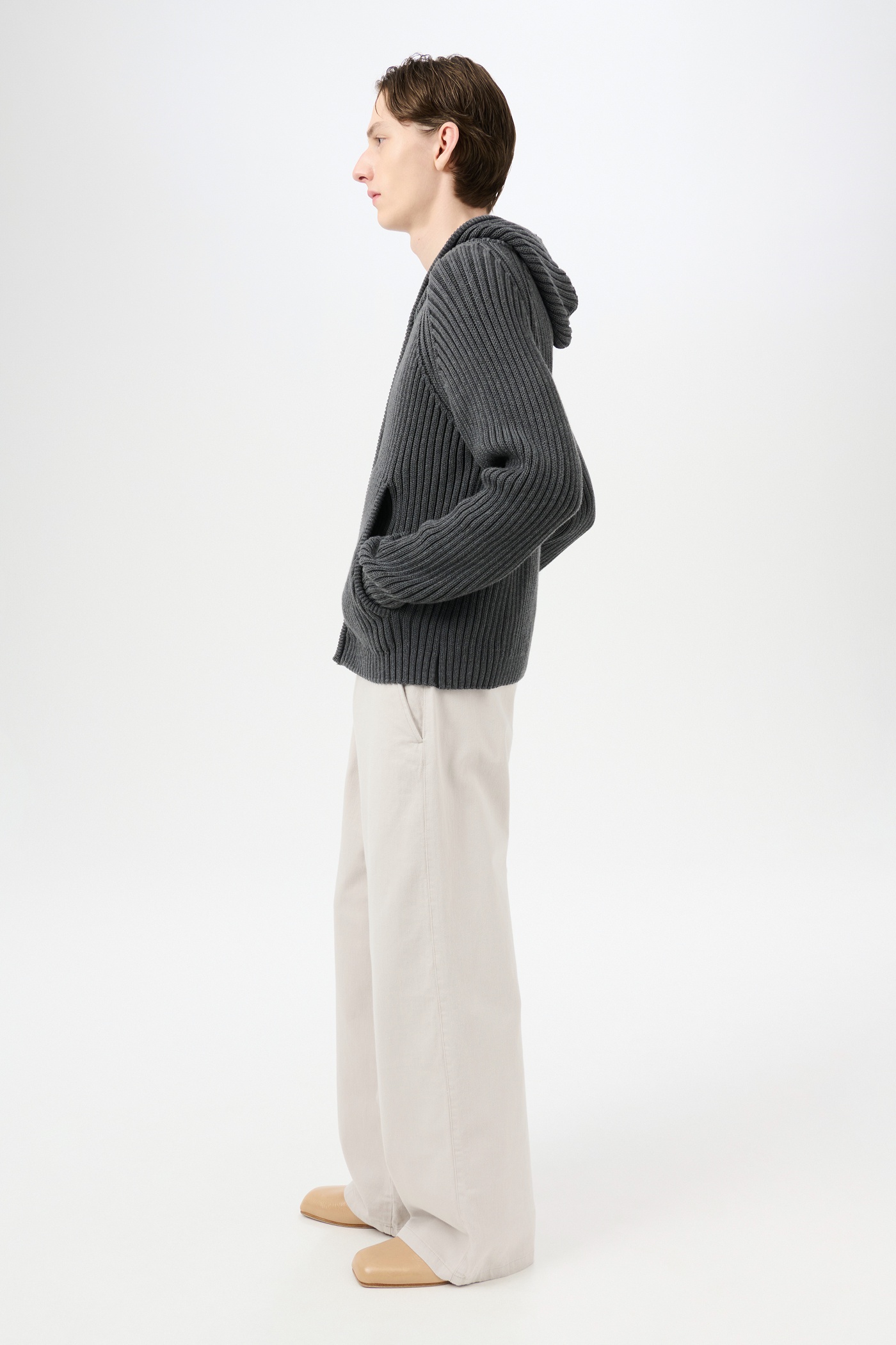 Level Hood Dark Grey Melange Dry Cotton - 4