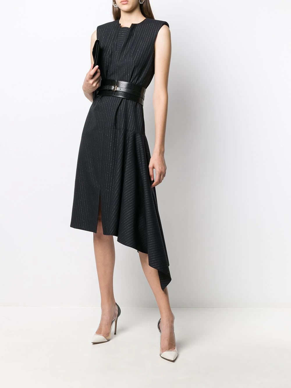 pinstripe draped dress - 2